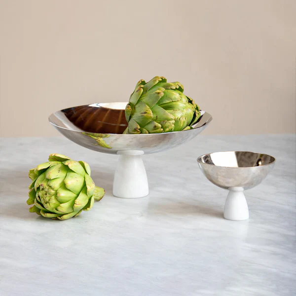 Coluna Nut Bowl, Marble & Silver - Image 3