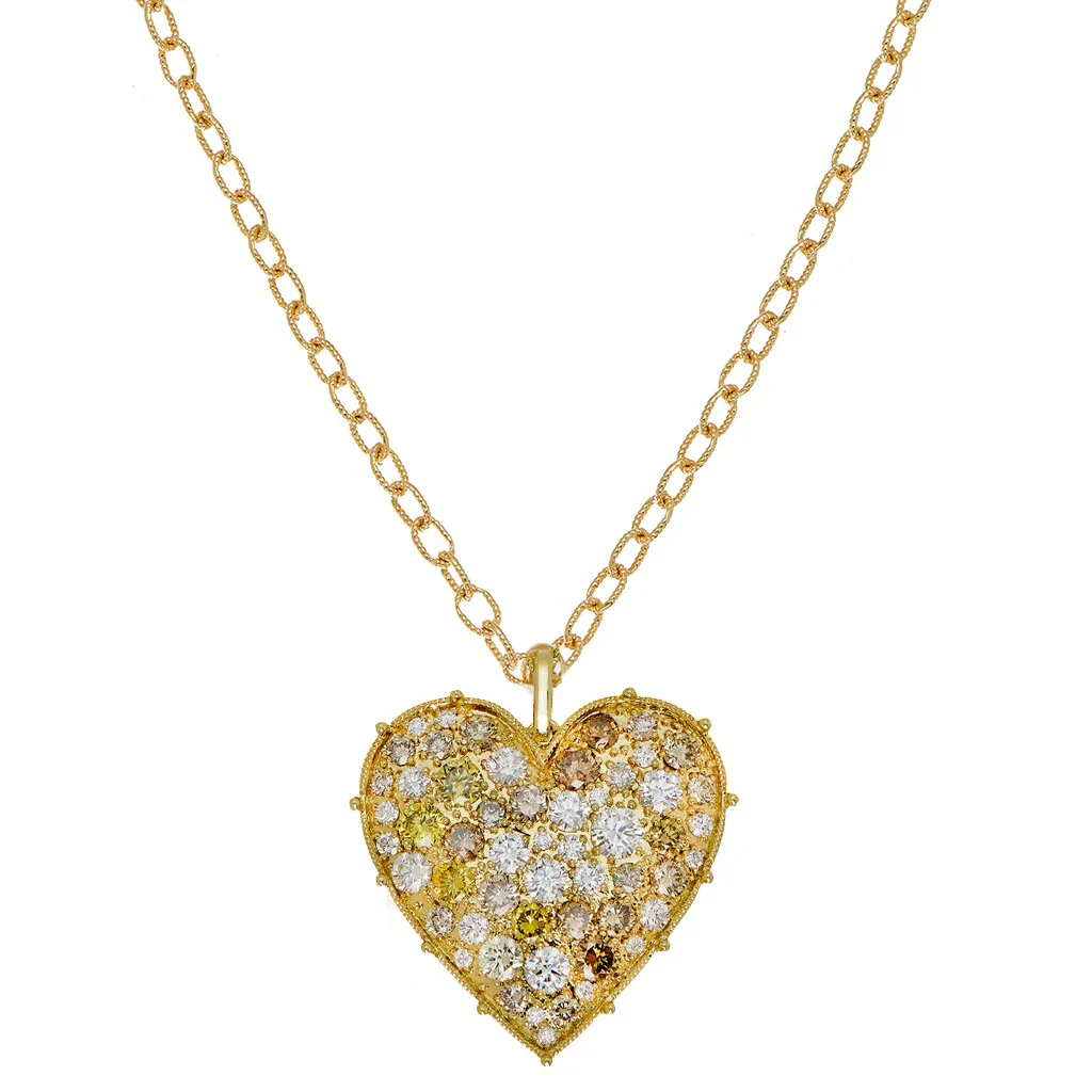 Confetti Heart Multi-Color Diamond Pendant - Image 3