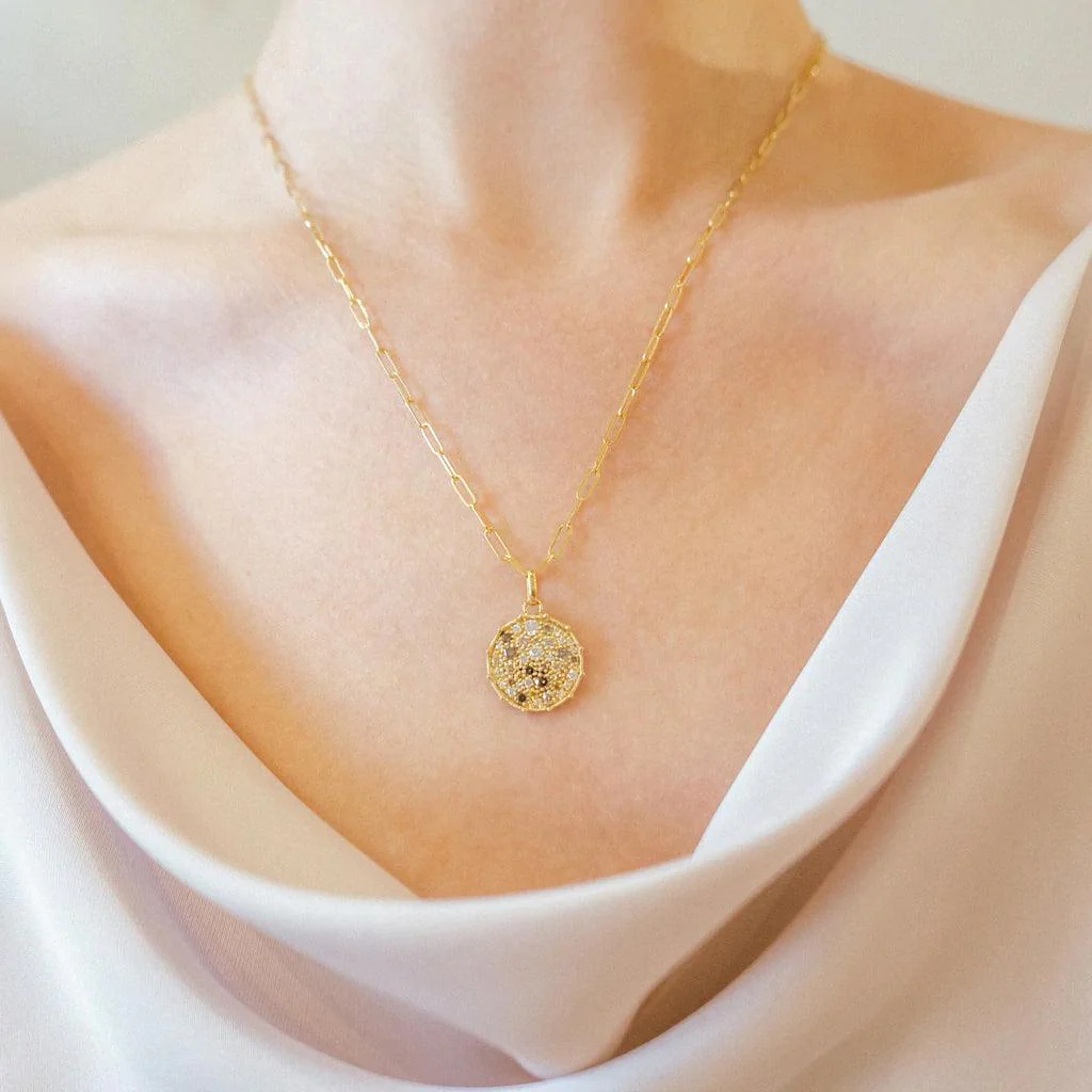 Confetti Yellow Gold Multi-Color Diamond Disc Pendant - Image 2
