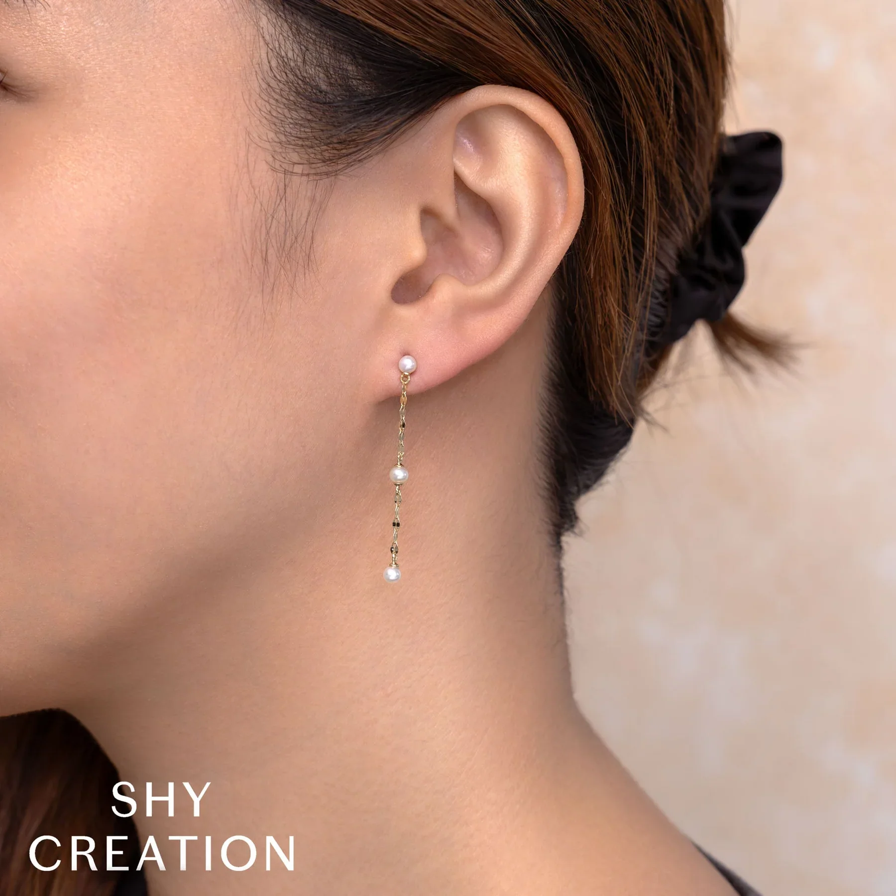 Cultured Pearl Sparkle Chain Earring - Image 2