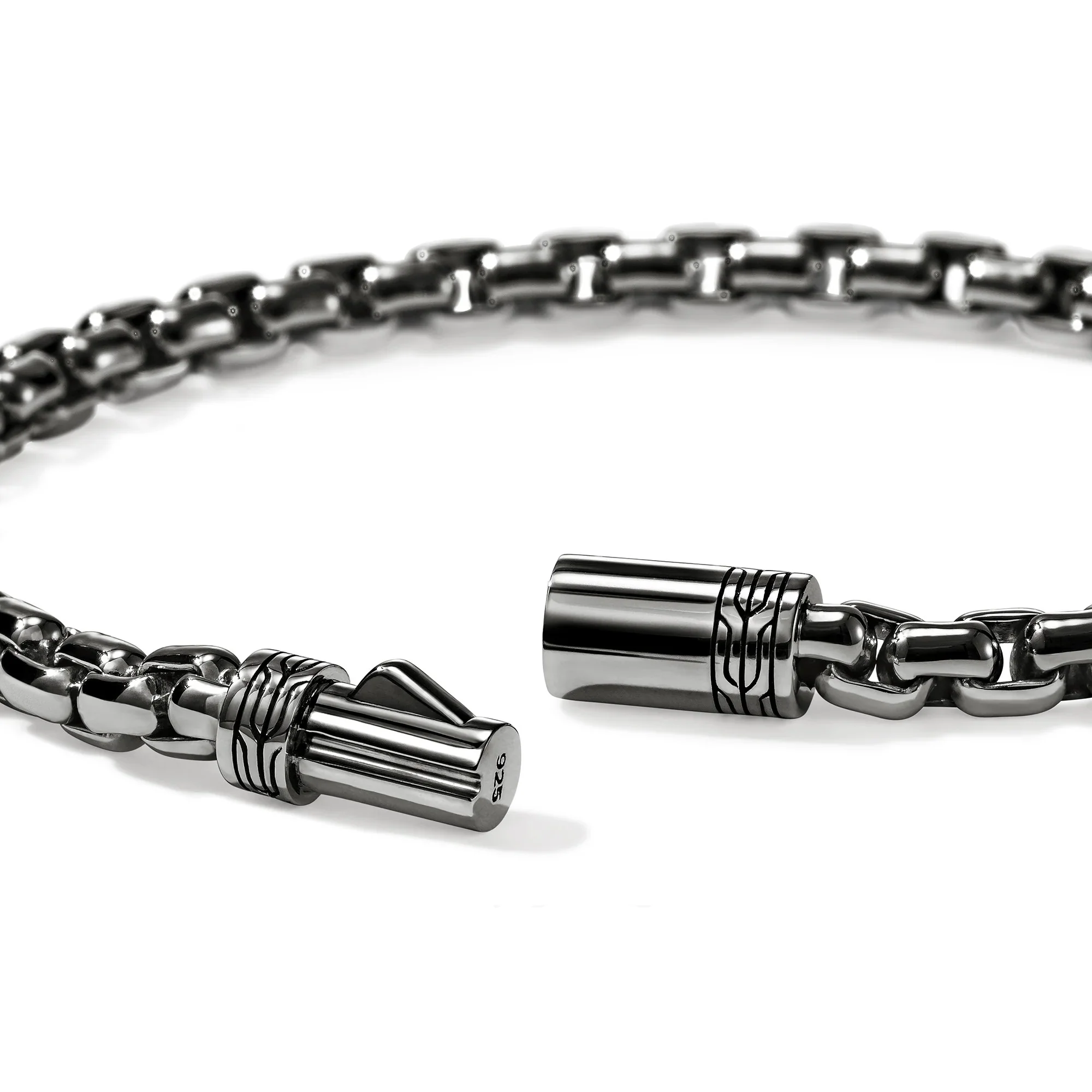 Dark Sterling Silver Box Chain Bracelet 3.7MM - Image 2