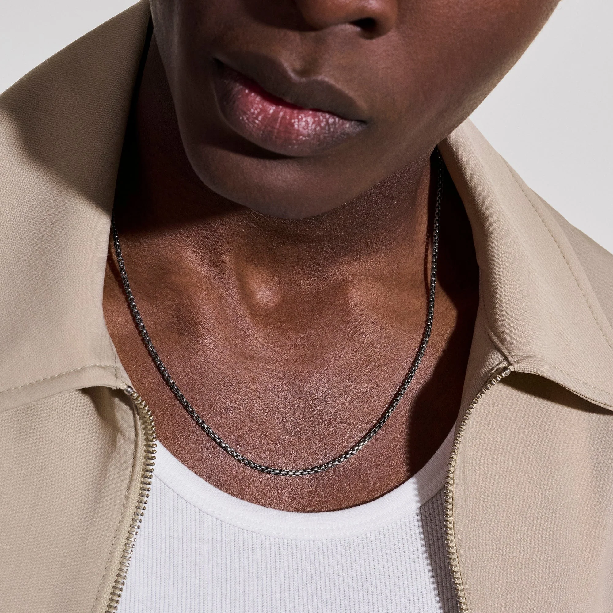 Dark Sterling Silver Box Chain Necklace 2.7MM - Image 3