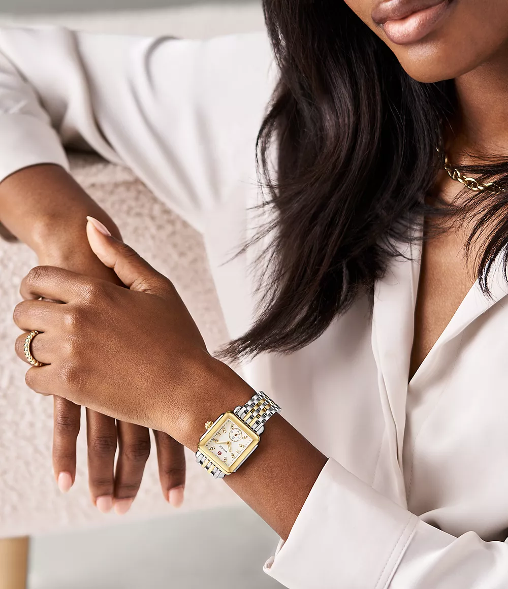 Deco Mid Two-Tone 18K Gold-Plated Diamond Dial Watch - Image 3