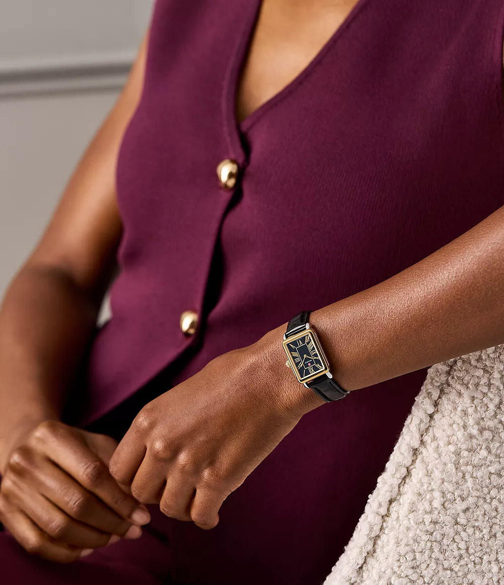 Deco Park Black Leather Watch - Image 3