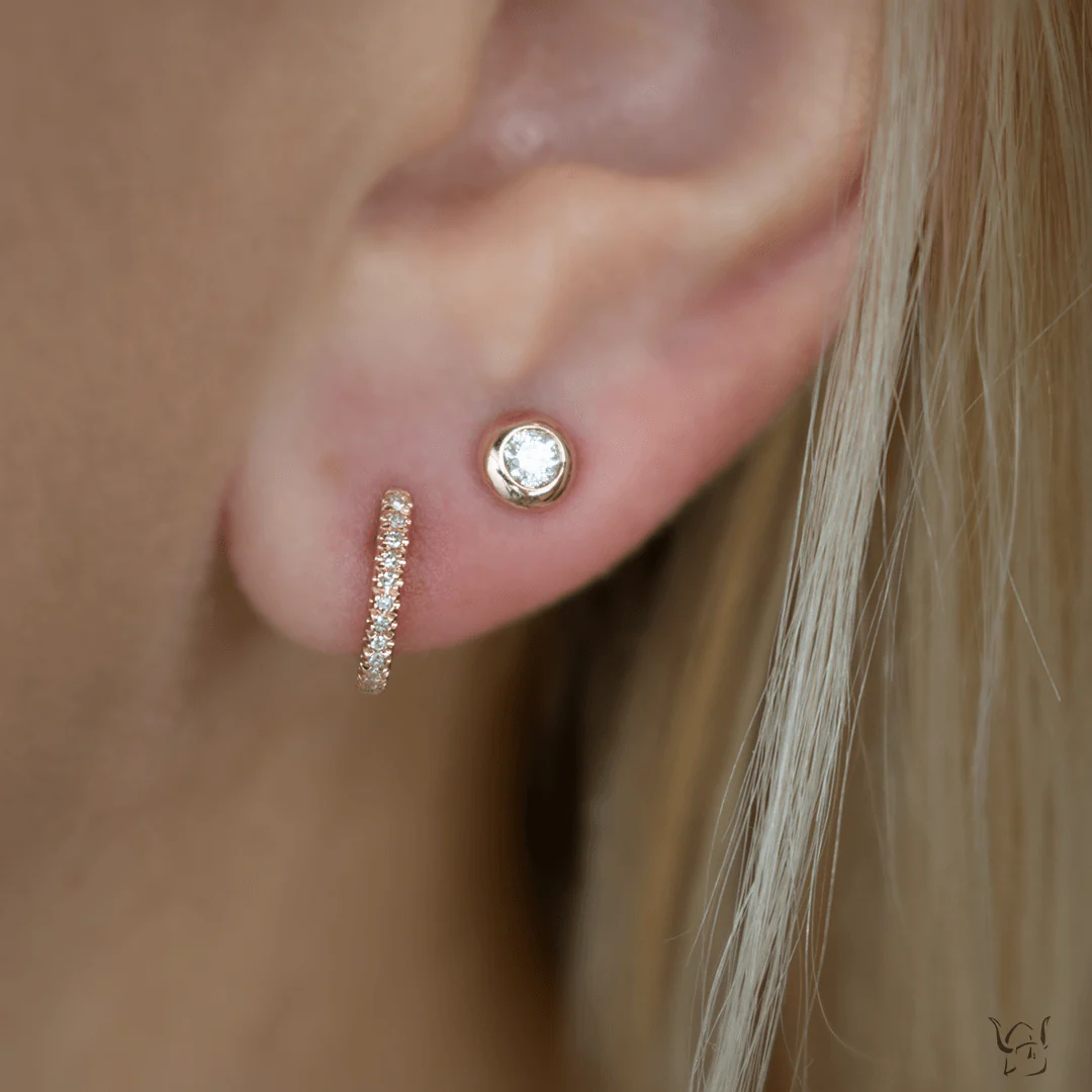0.22ctw Diamond Bezel Earrings, 14K Yellow Gold - Image 2