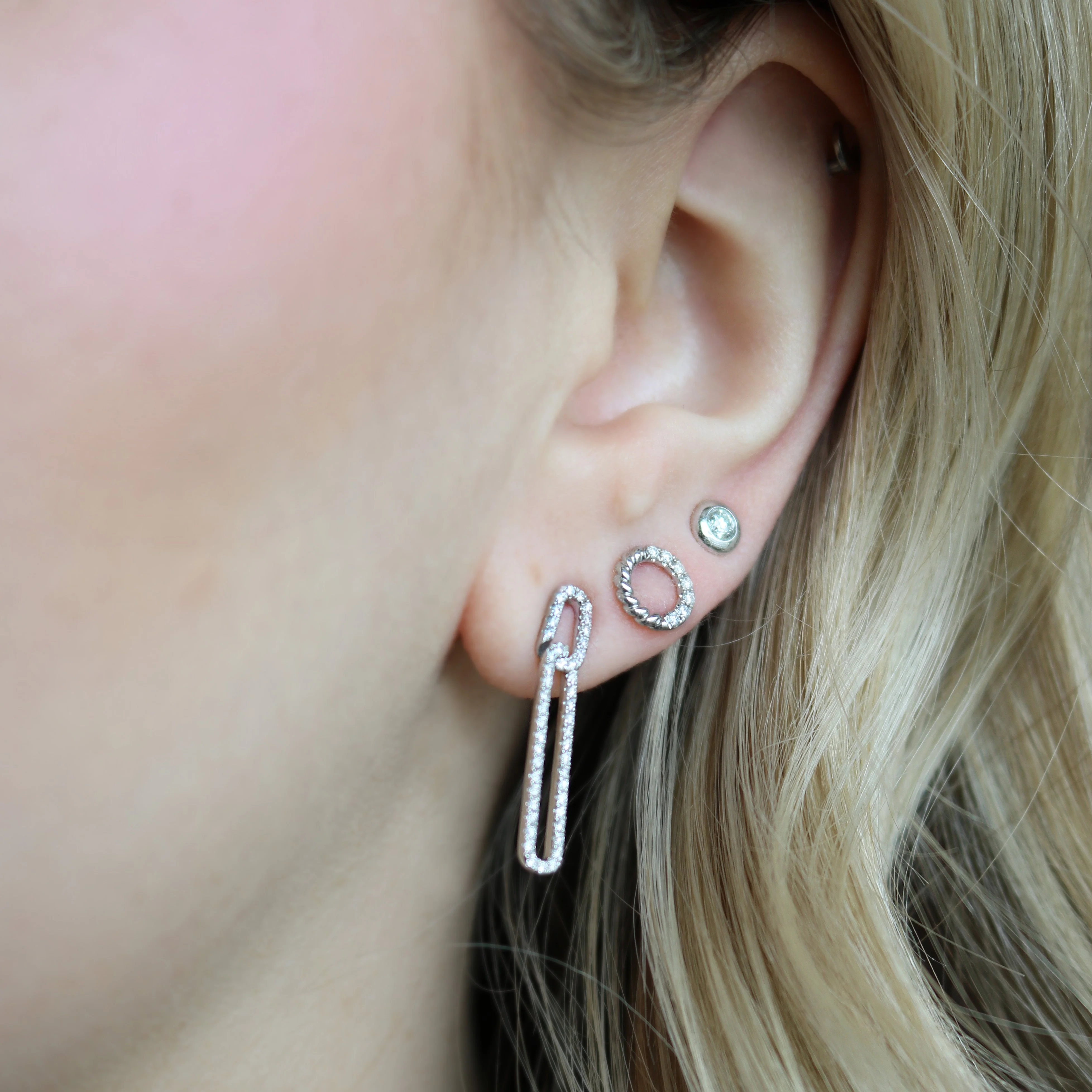 Diamond Circle Stud Earring - Image 2