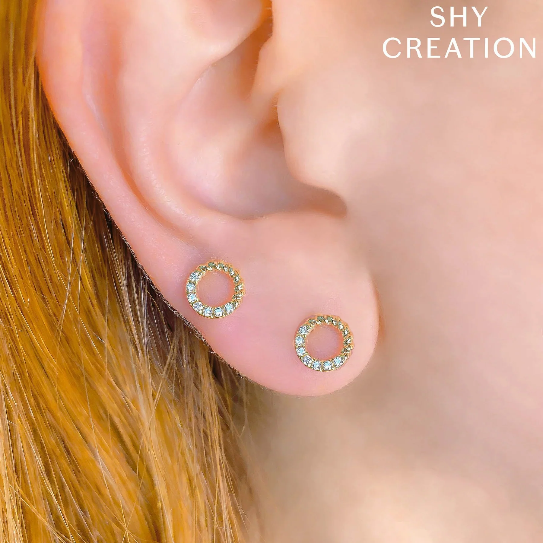 Diamond Circle Stud Earring - Image 2