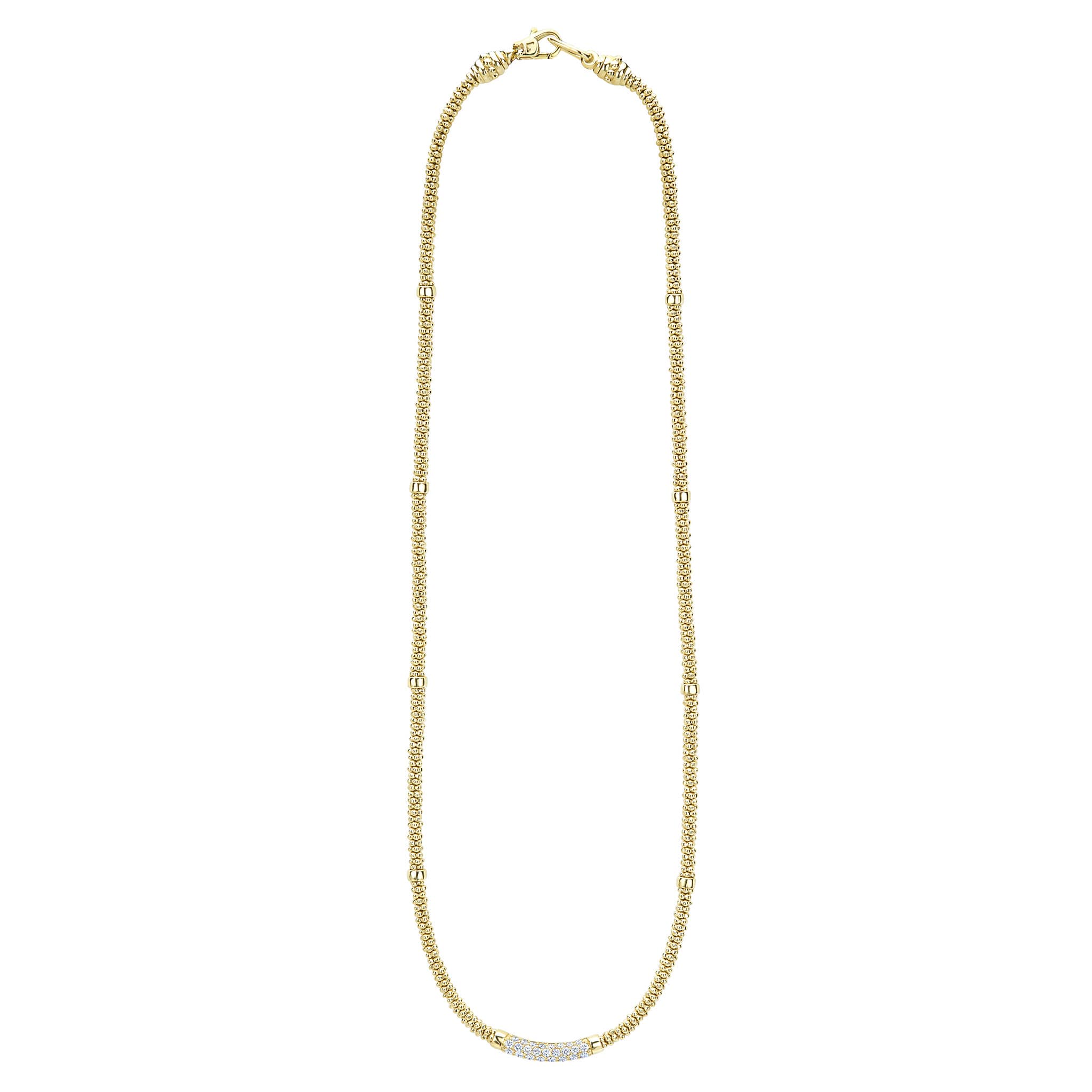 Eight Gold Station Diamond Caviar Necklace - Image 3