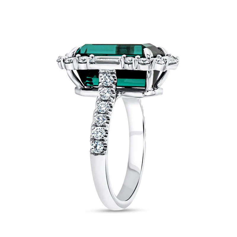 Emerald Cut Green Tourmaline Ring - Image 3
