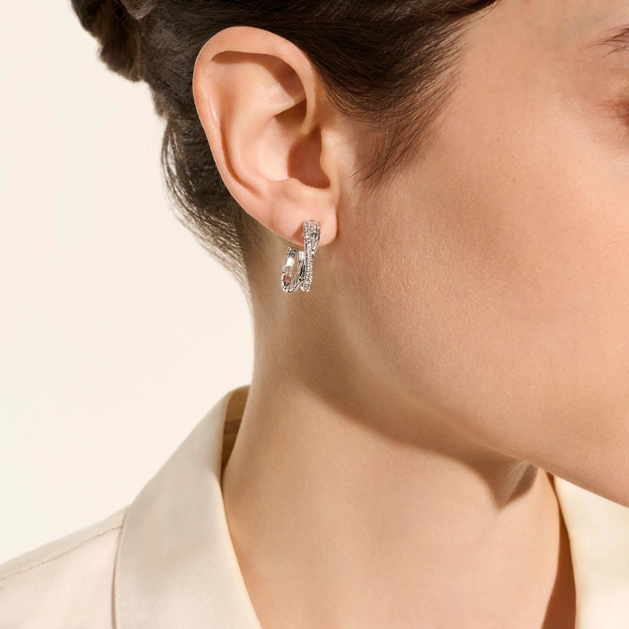 Essential Pavé Diamond Crossover Earring | 20.5mm - Image 2