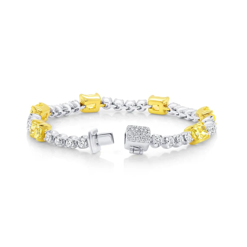 Fancy Yellow Radiant Diamond Link Bracelet - Image 2