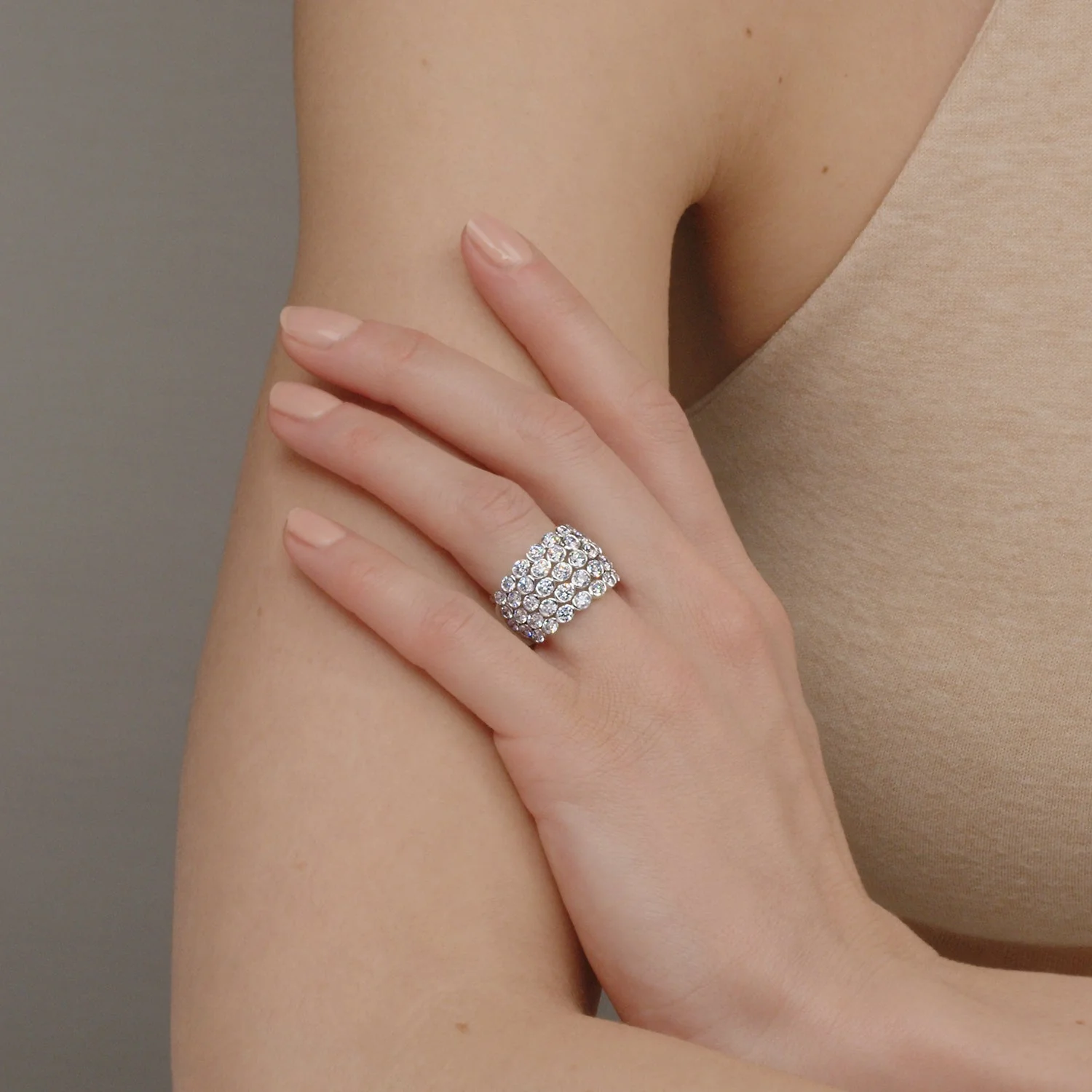 Five-Row Ring Diamond Cocktail Ring - Image 2
