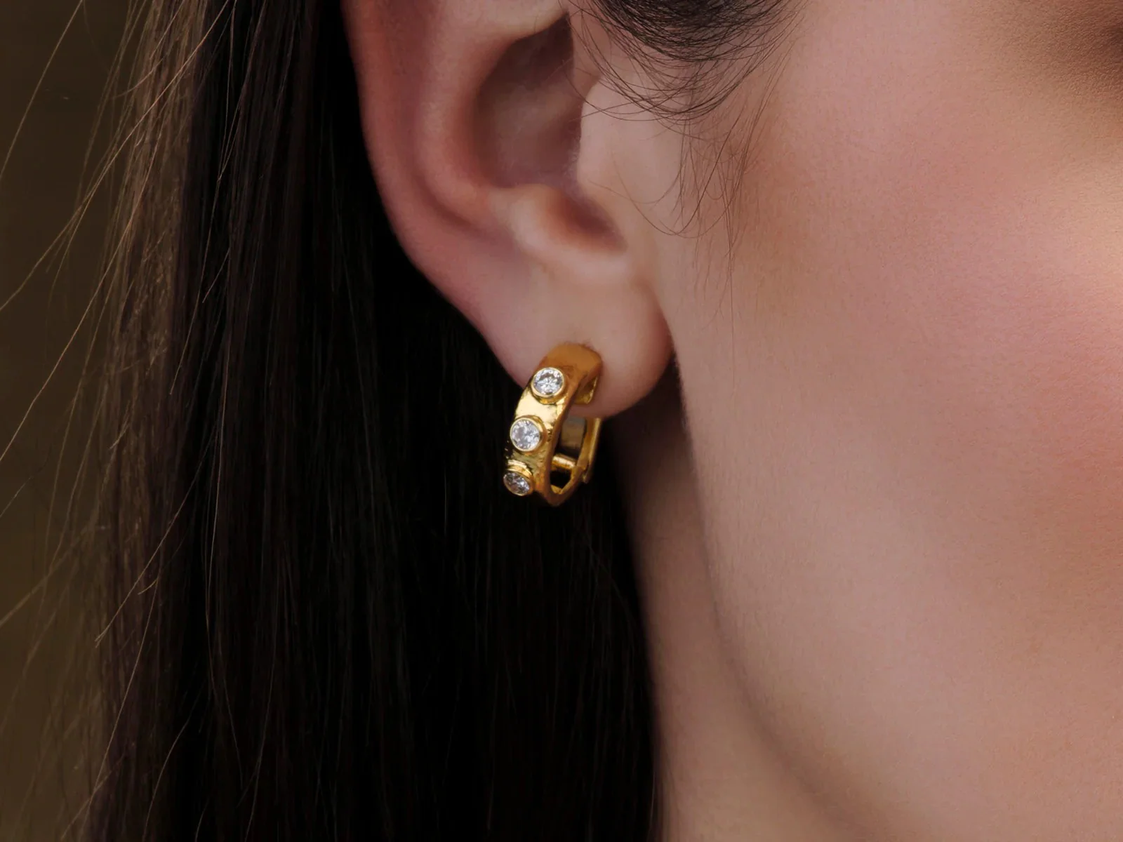 Gold & 0.80ctw Diamond Huggie Earrings - Image 2