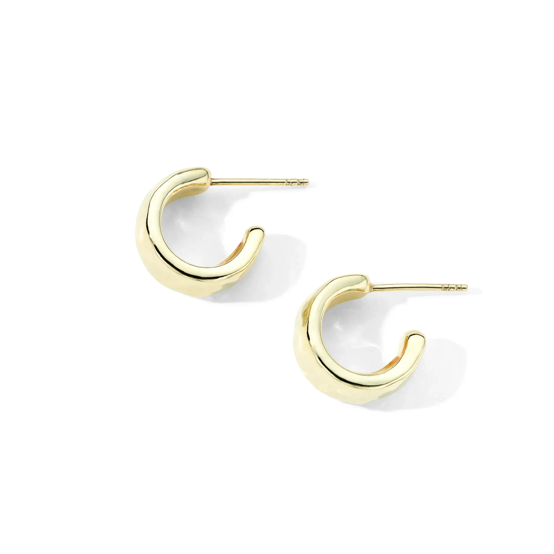 Huggie Hammered Hoop Earrings in 18K Gold - Image 2