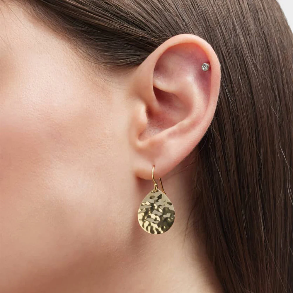 Large Crinkle Teardrop Earrings - Image 2