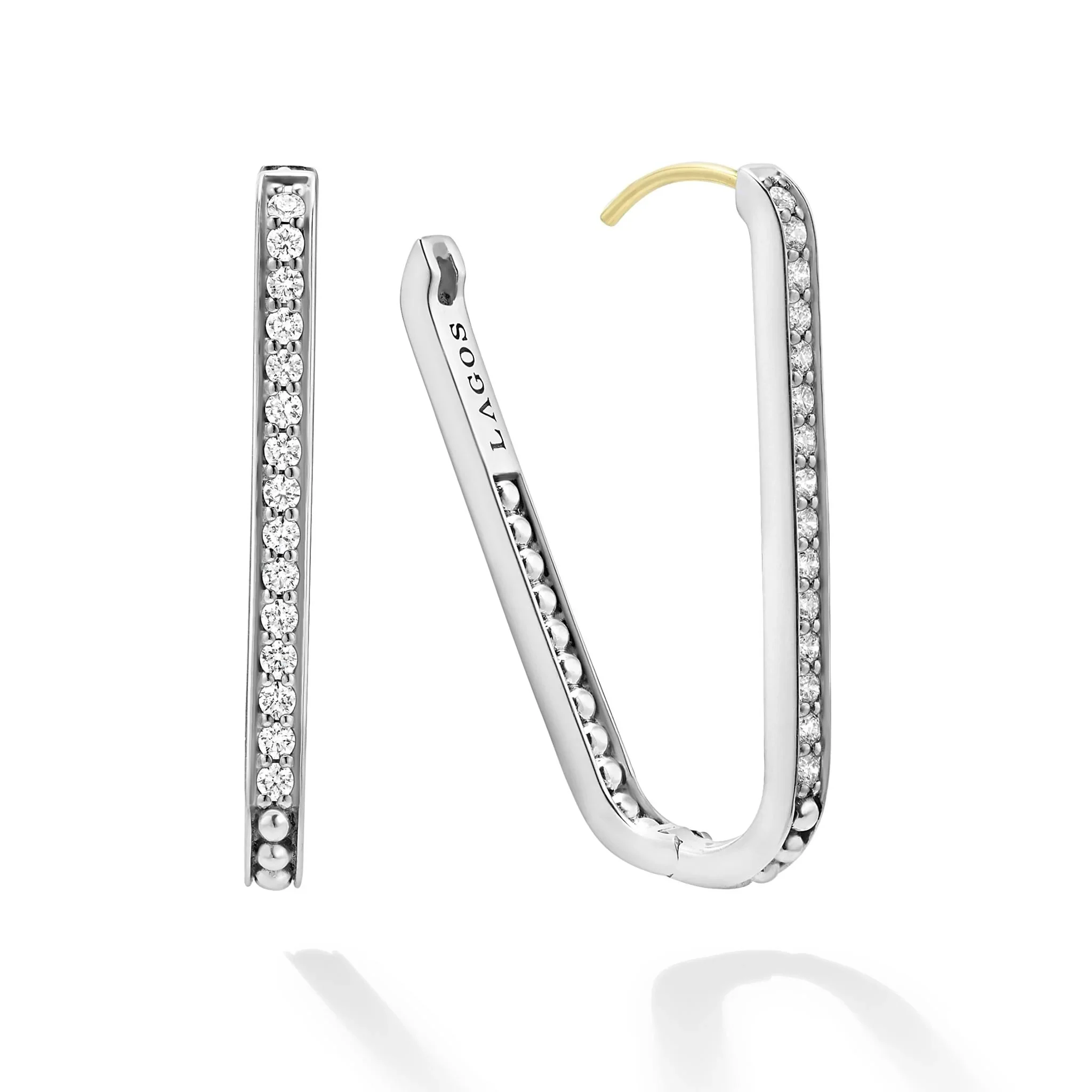 Large Linear Diamond Hoop Earrings - Image 2