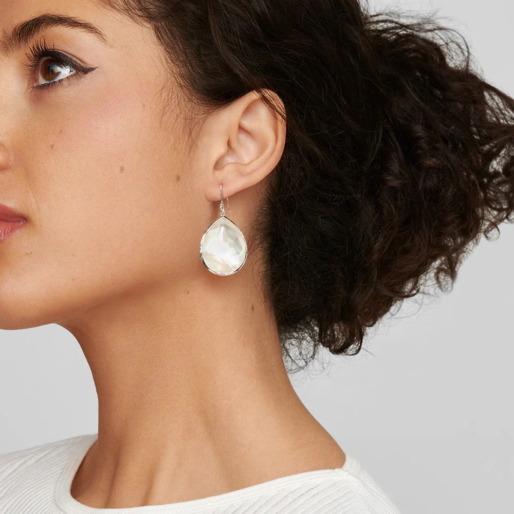 Large Teardrop Earrings in Sterling Silver - Image 2
