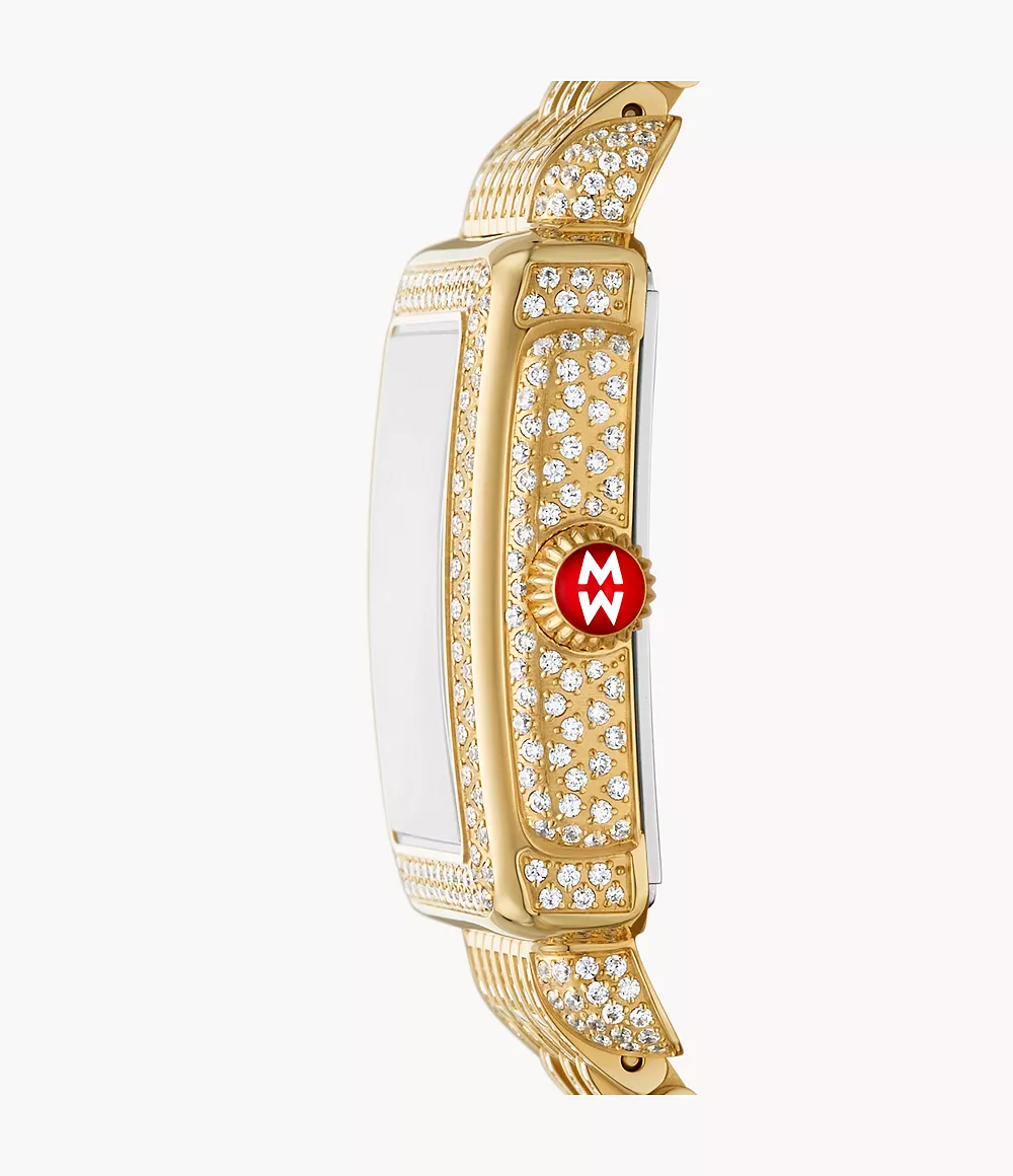 Limited Edition Deco Mid Diamond Pavé Jubilee 18K Gold-Plated Watch - Image 2