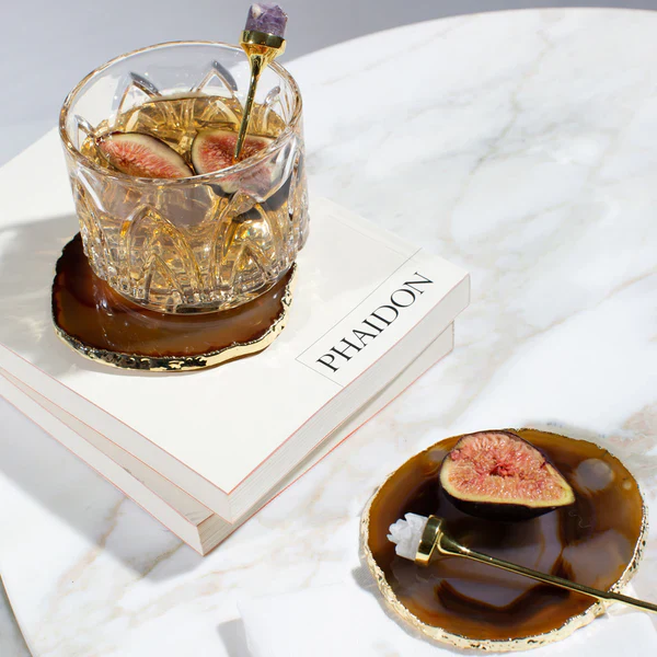 Lumino Coasters, Sand Agate & Gold, Set of 4 - Image 2