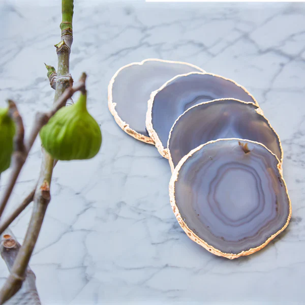 Lumino Coasters, Smoke Agate & Gold, Set of 4 - Image 2