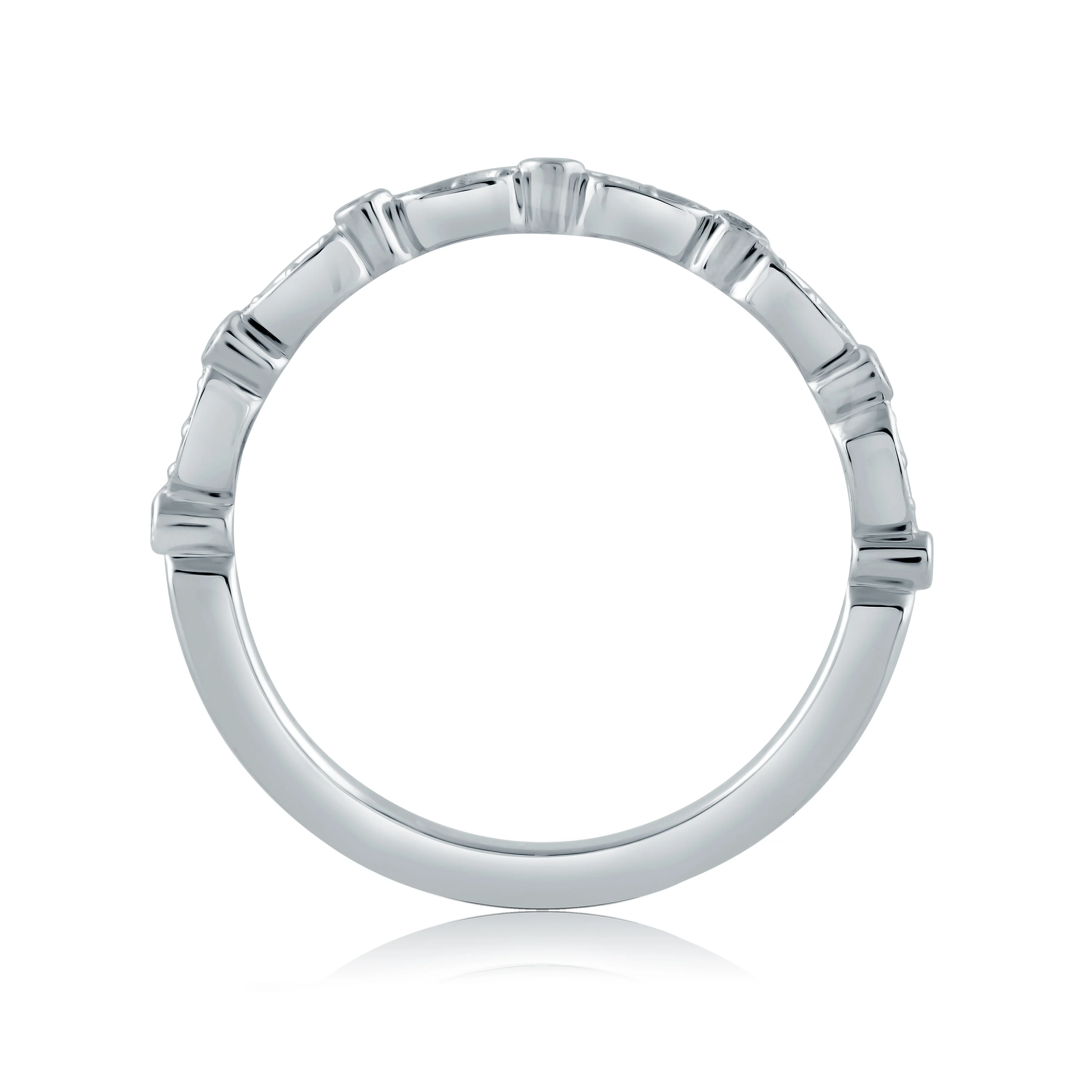 Marquise and Round Shape Diamond Stackable Half Circle Band - Image 2