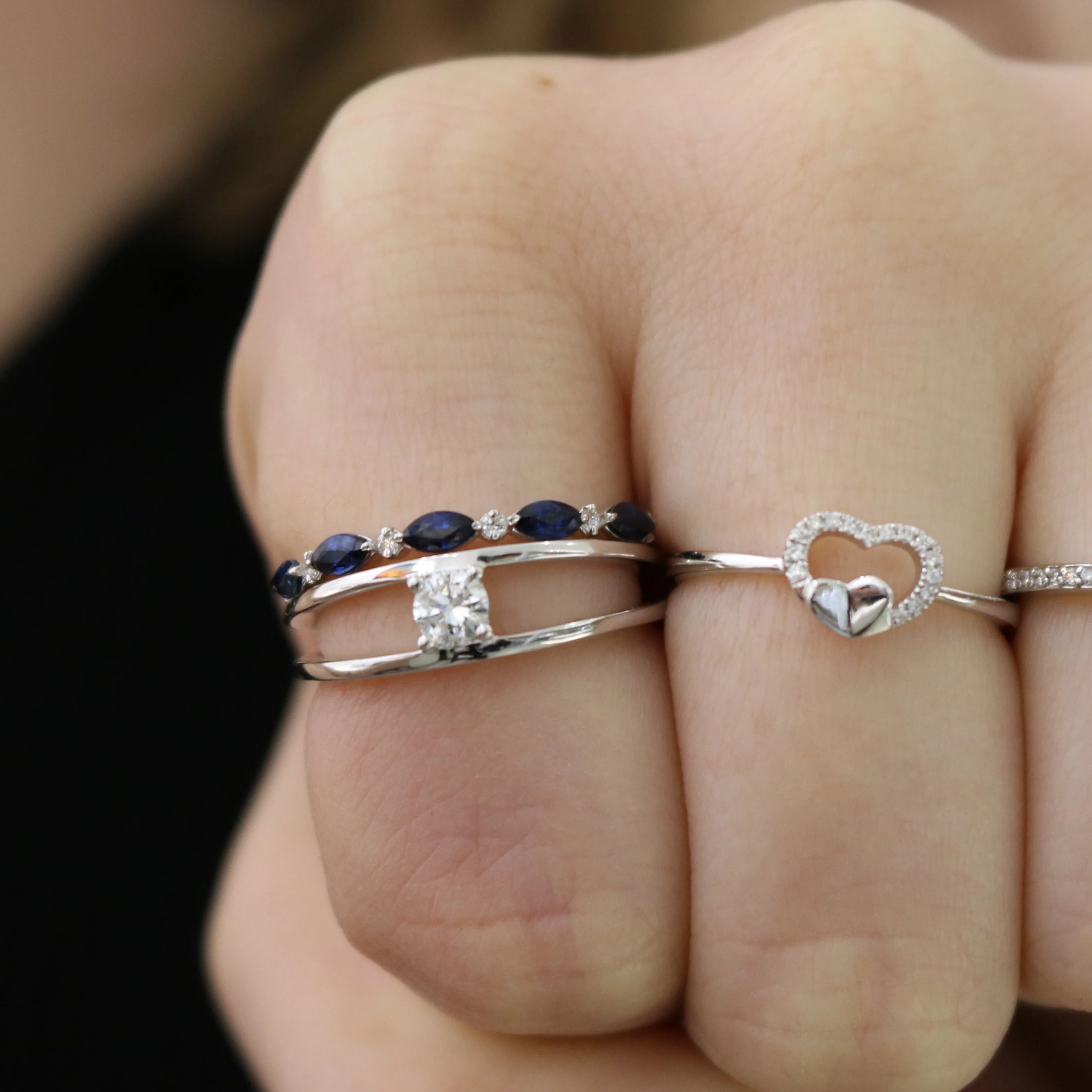 Marquise Blue Sapphire and Diamond Fashion Ring - Image 3