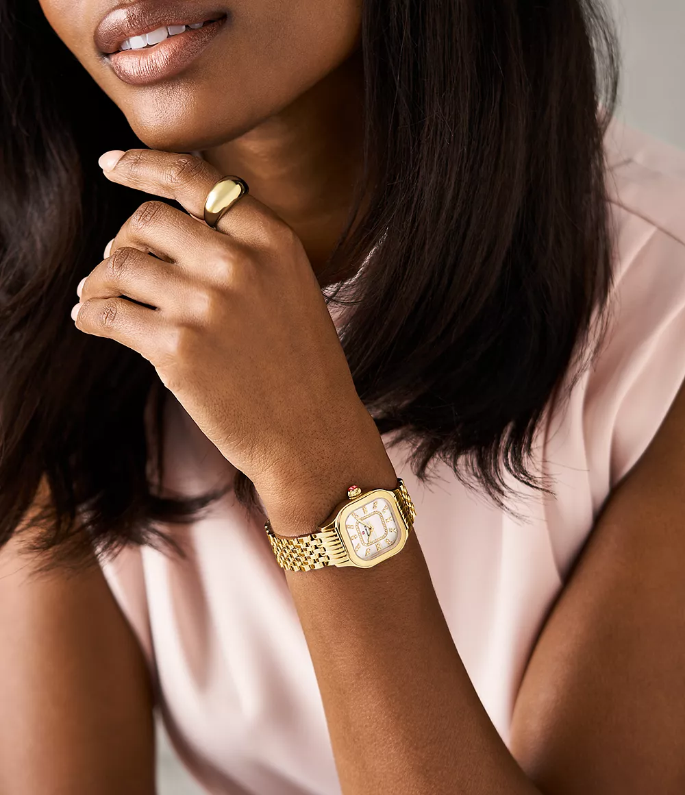 Meggie 18K Gold-Plated Diamond Dial Watch - Image 4