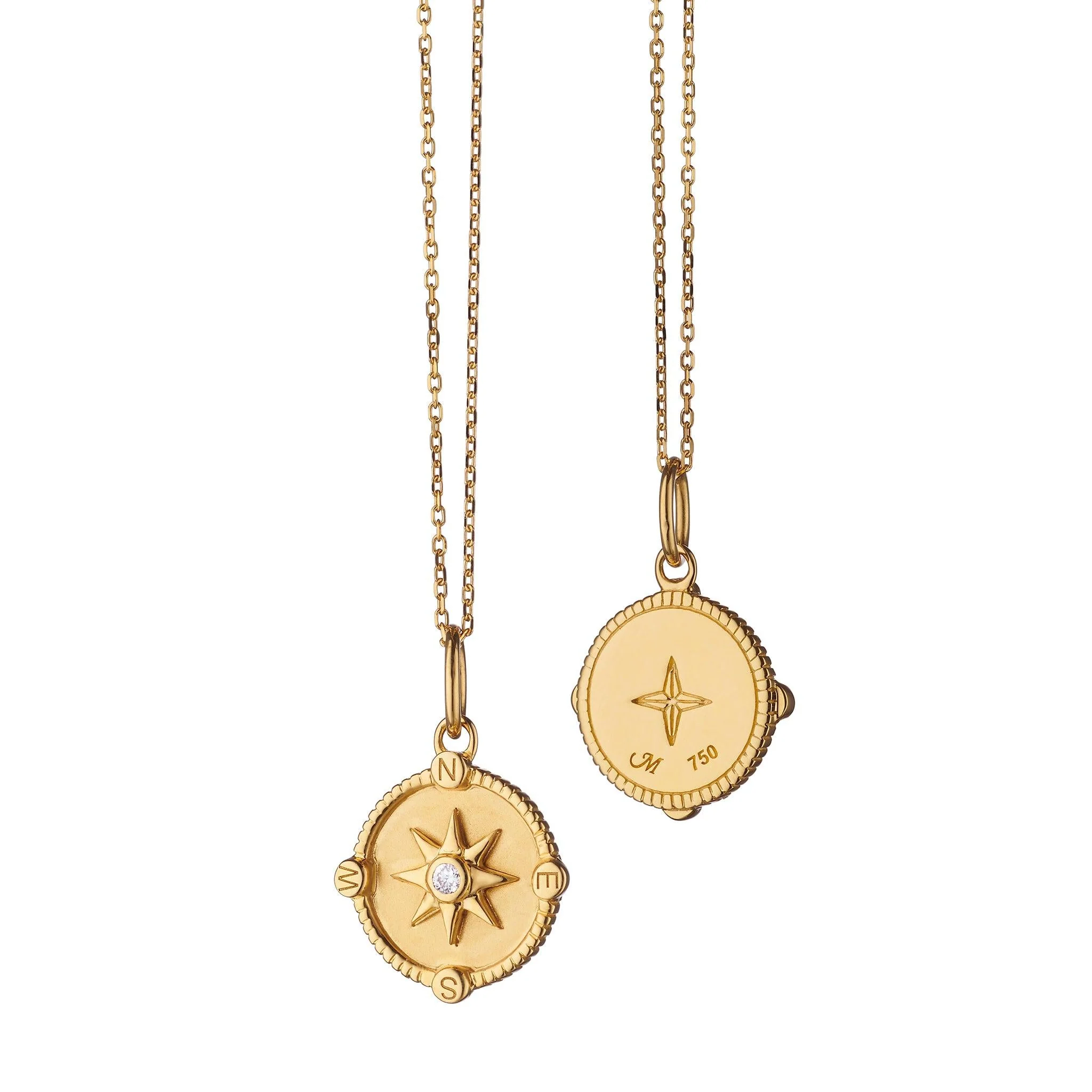Mini "Adventure" Compass Charm with Diamond Accent - Image 3