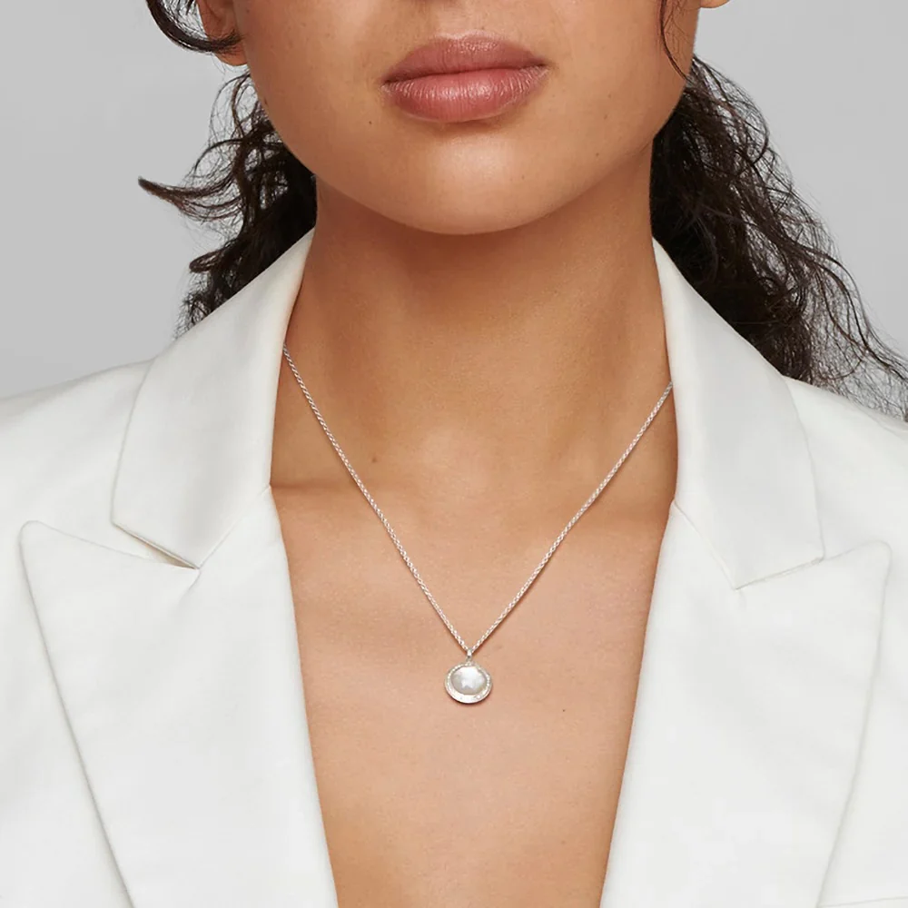 Mini Pendant Necklace in Sterling Silver with Diamonds - Image 2