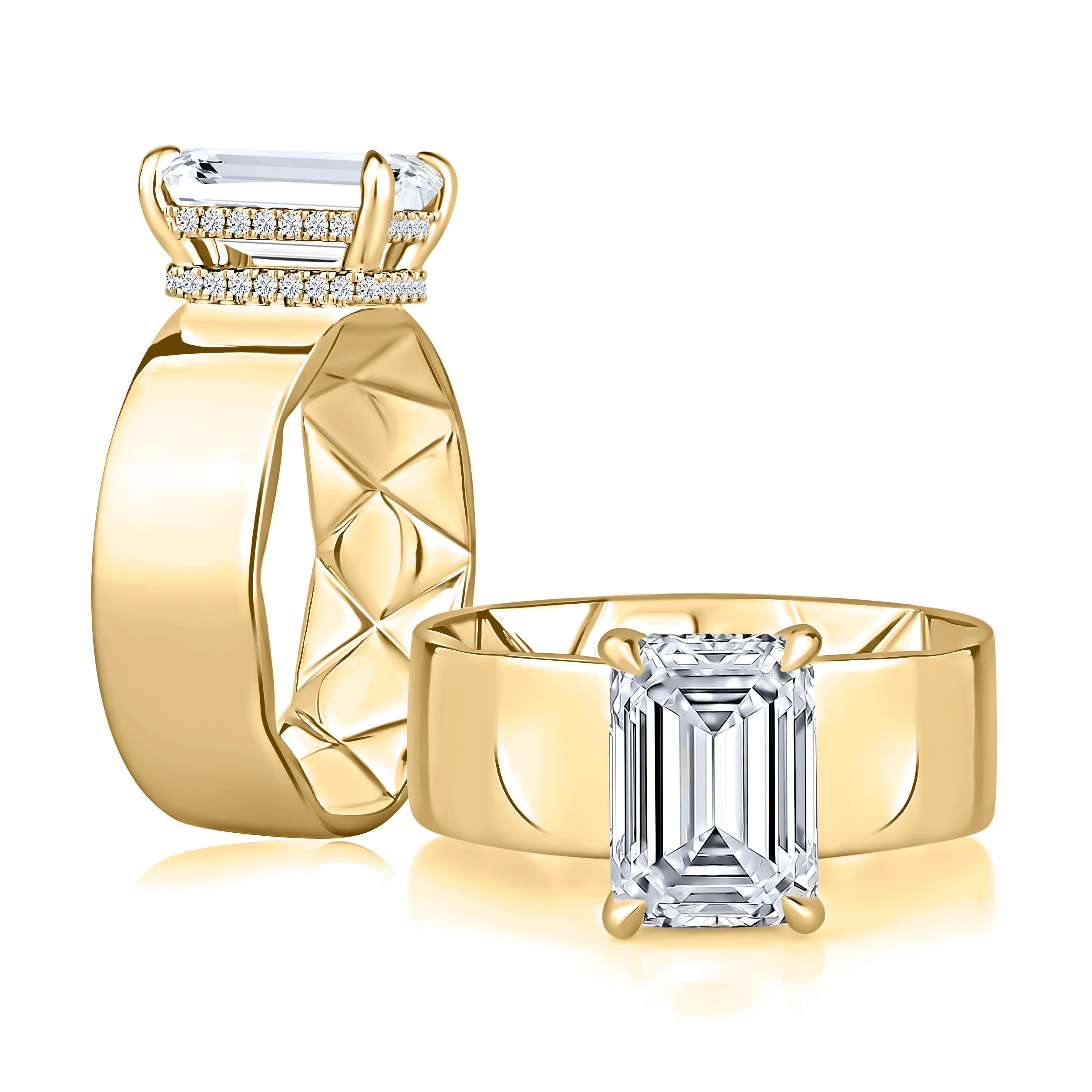 0.06ctw Modern Bezel Set Emerald Diamond Ring - Image 2
