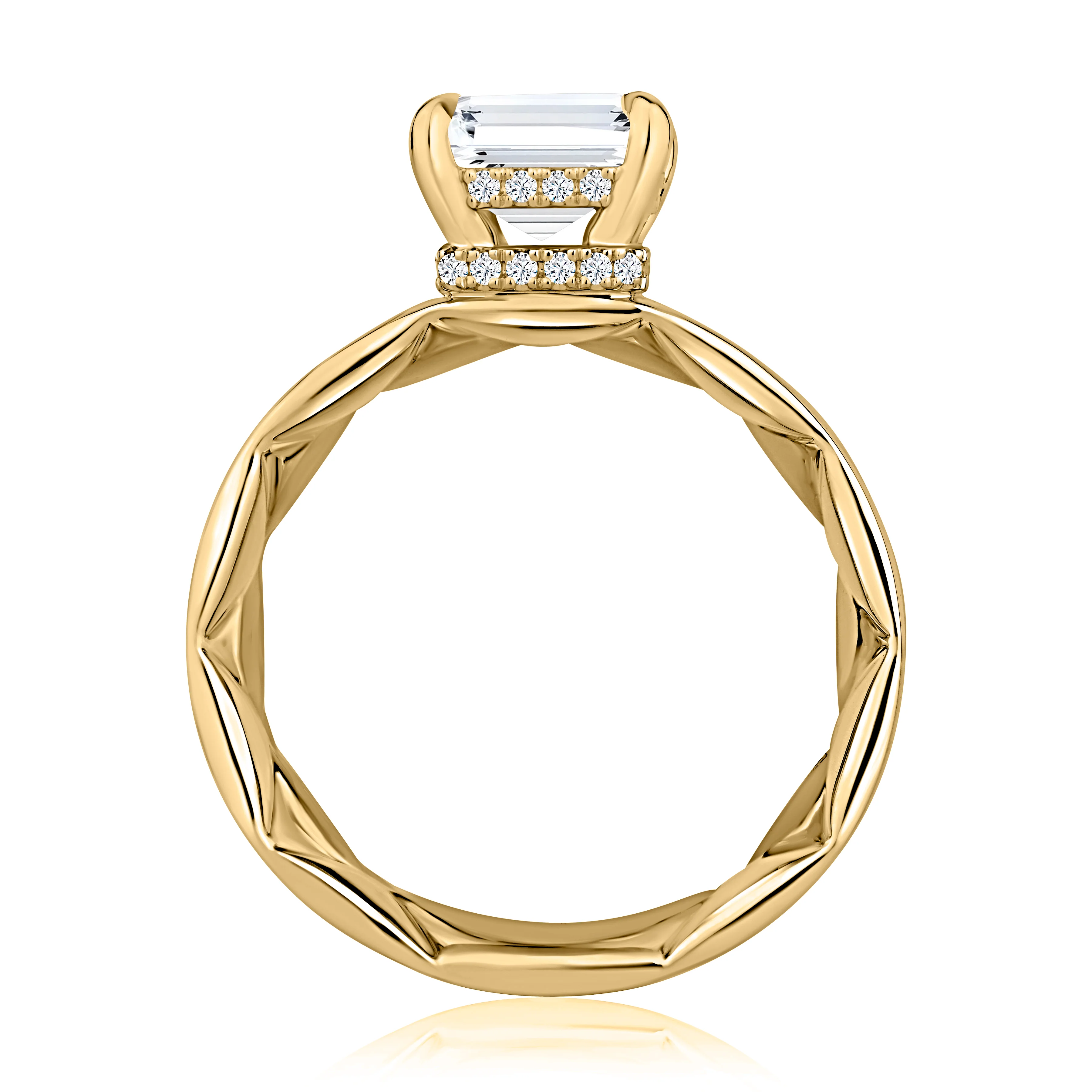 0.06ctw Modern Bezel Set Emerald Diamond Ring - Image 3