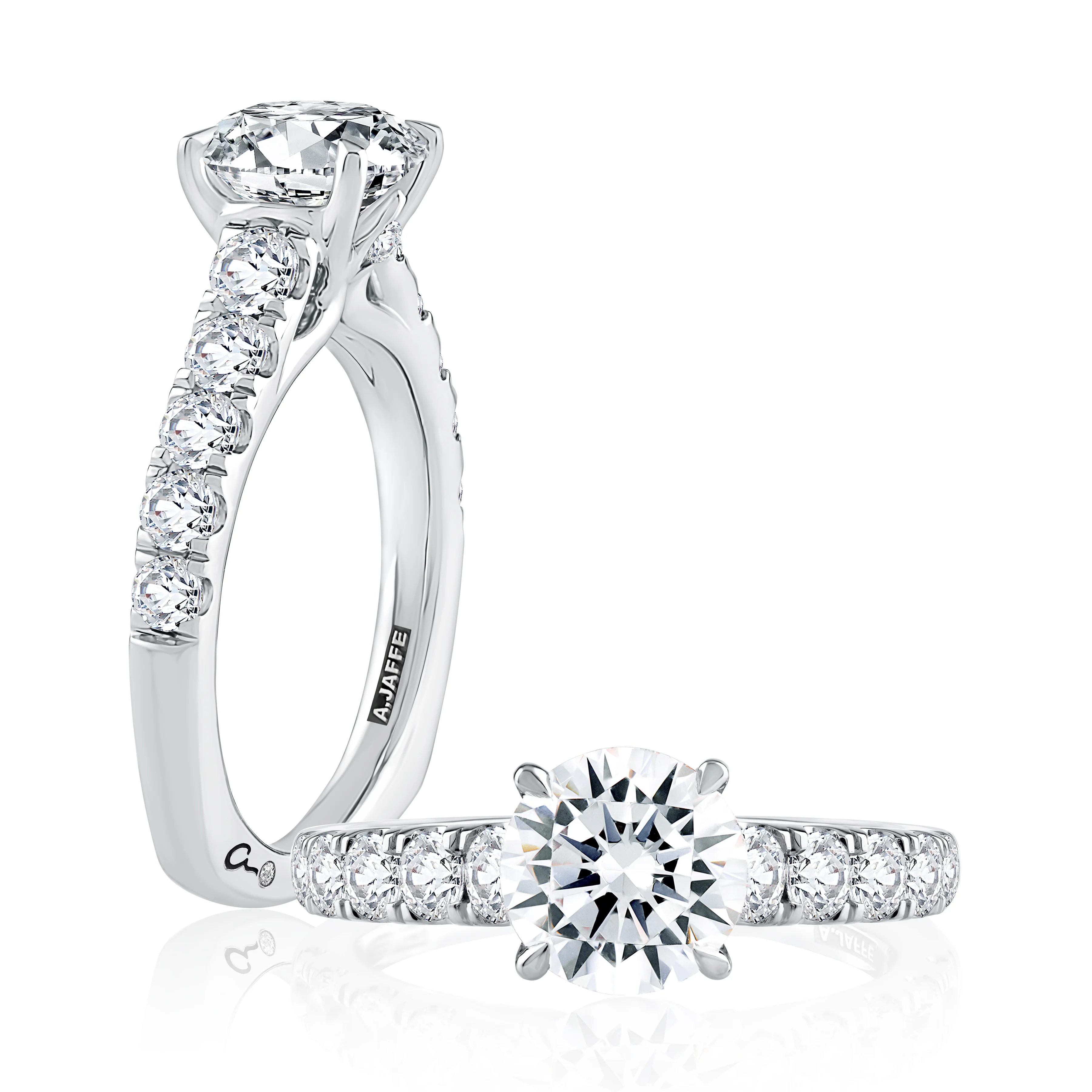 Modern Diamond Pavé Round Cut Diamond Engagement Ring - Image 3