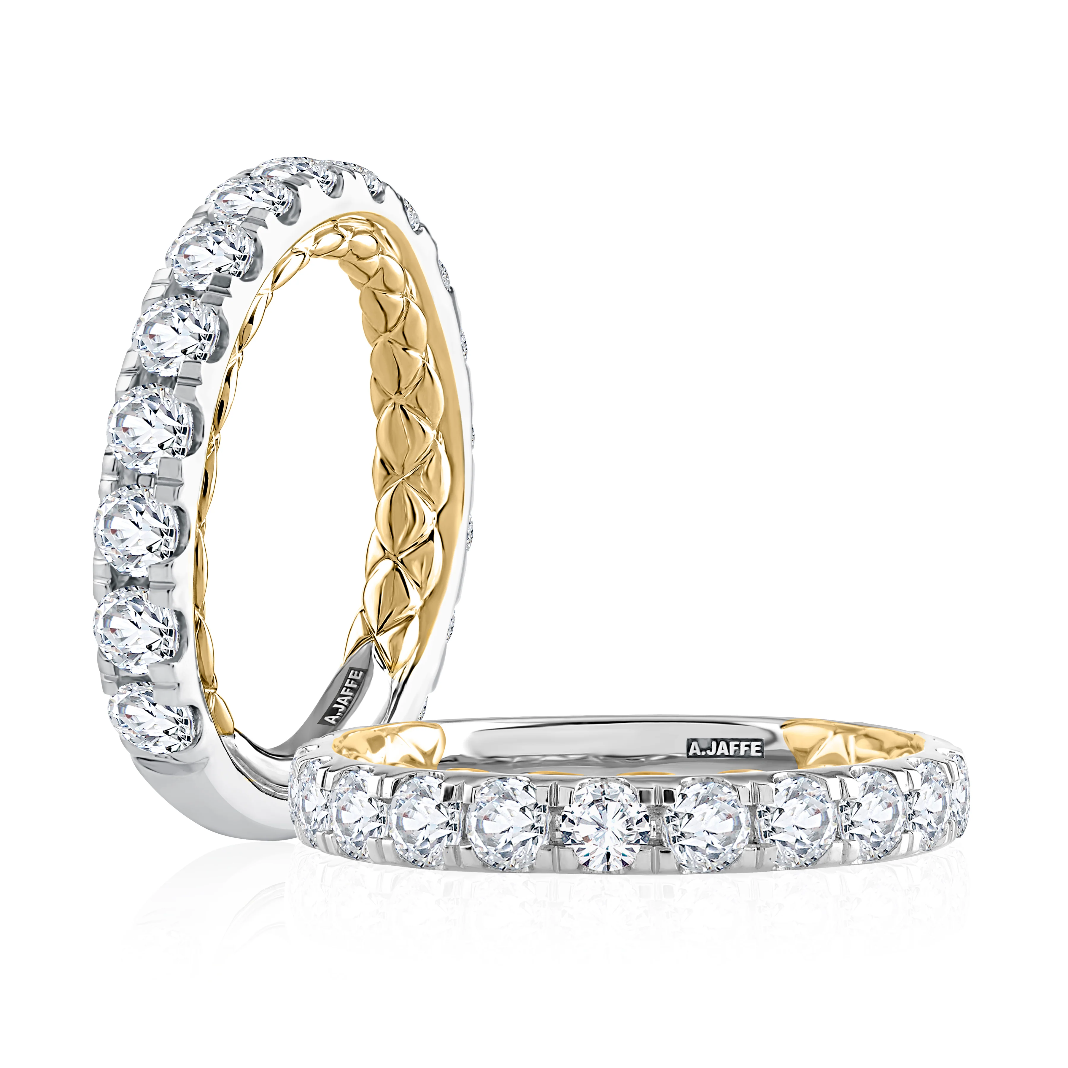 Modern Two Tone Diamond Wedding Ring - Image 3