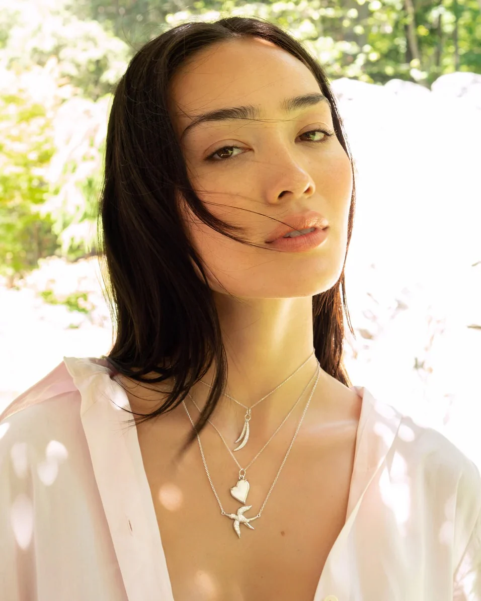 Mother of Pearl Classic Heart Sterling Silver Necklace - Image 2