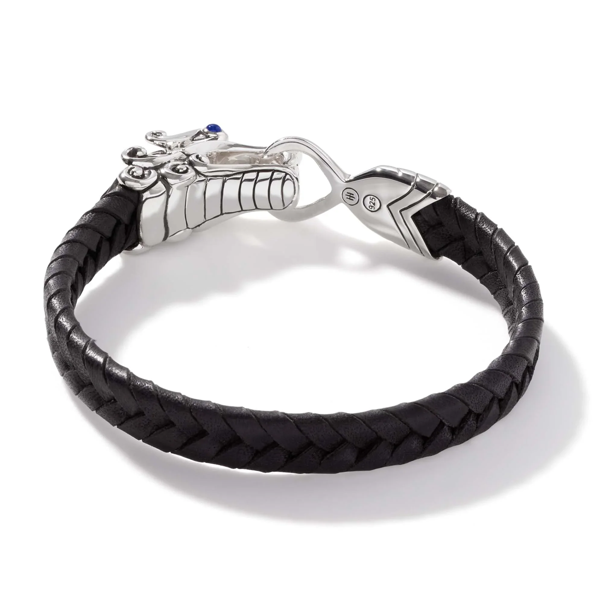 Naga Sterling Silver & Black Leather Bracelet - Image 2
