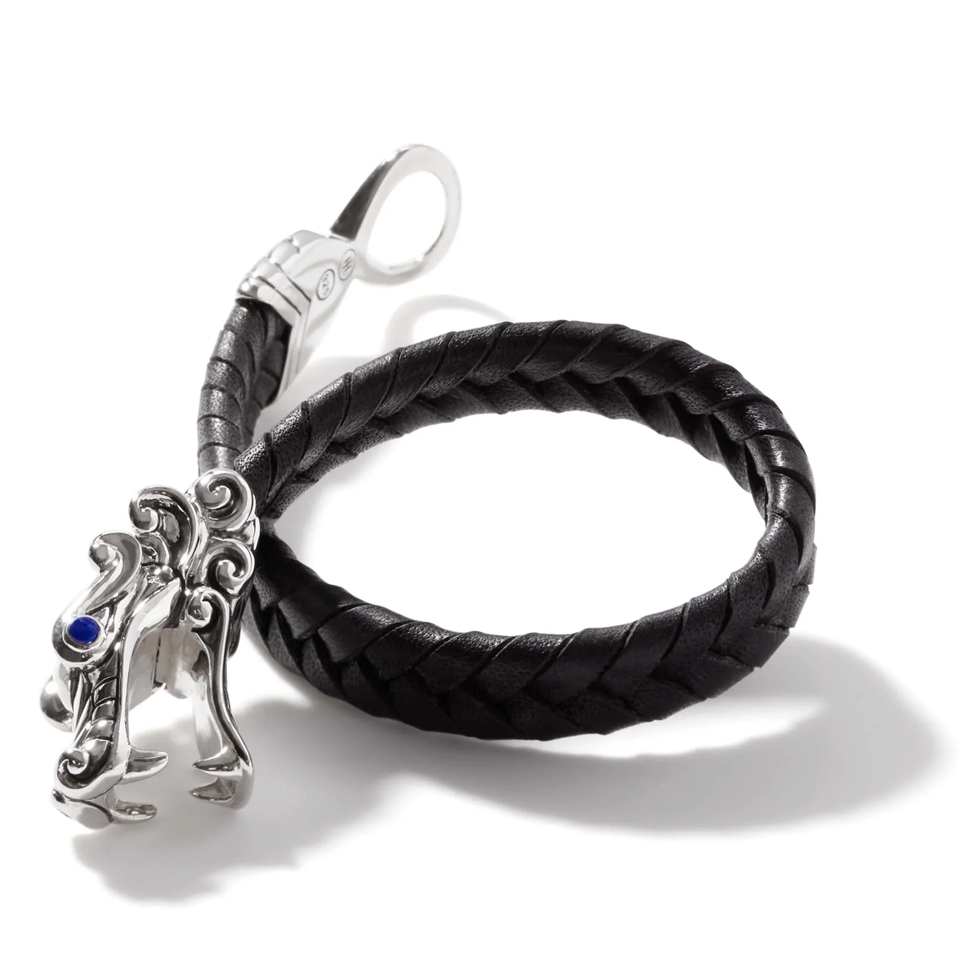 Naga Sterling Silver & Black Leather Bracelet - Image 3