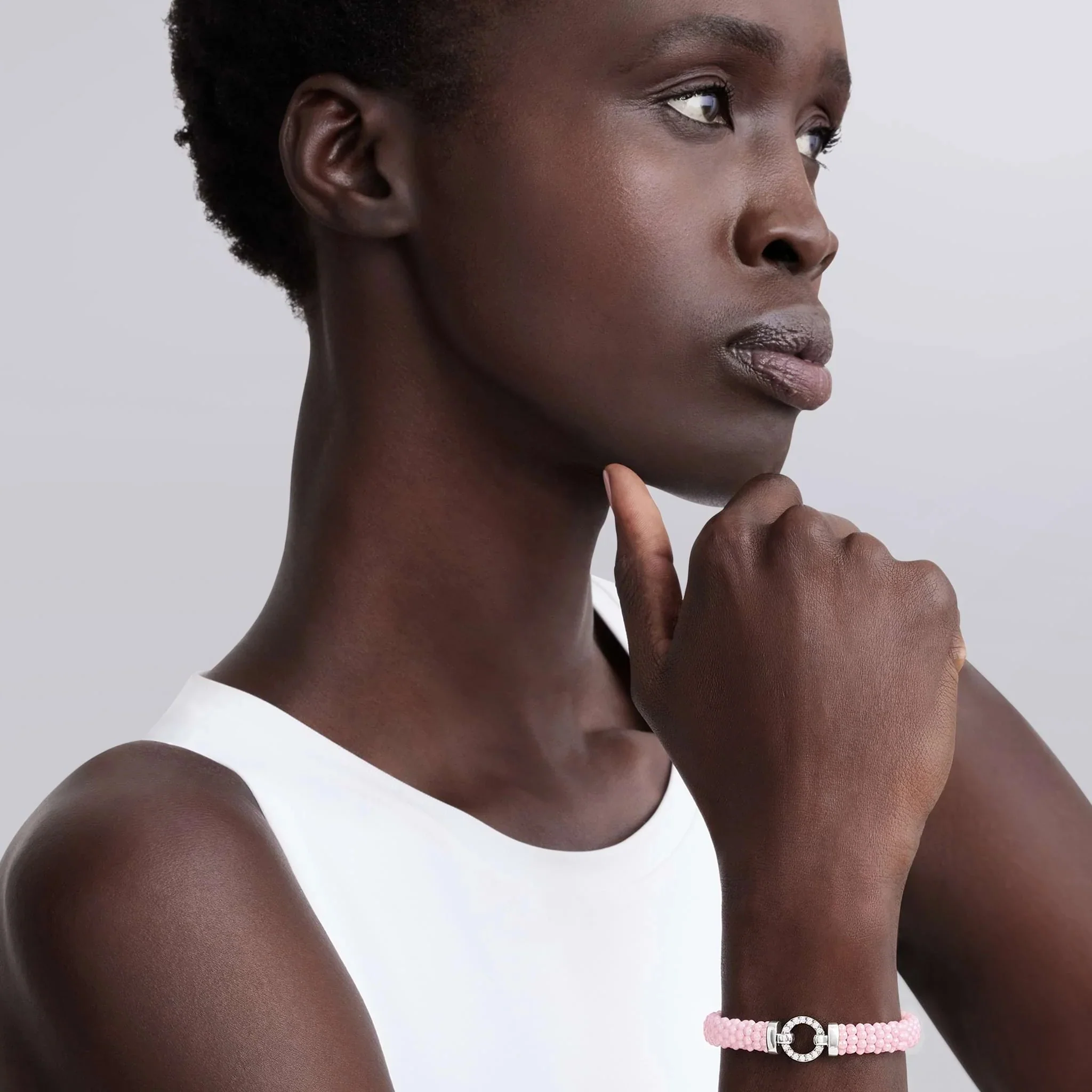 Pink Ceramic Diamond Circle Bracelet | 9mm - Image 3