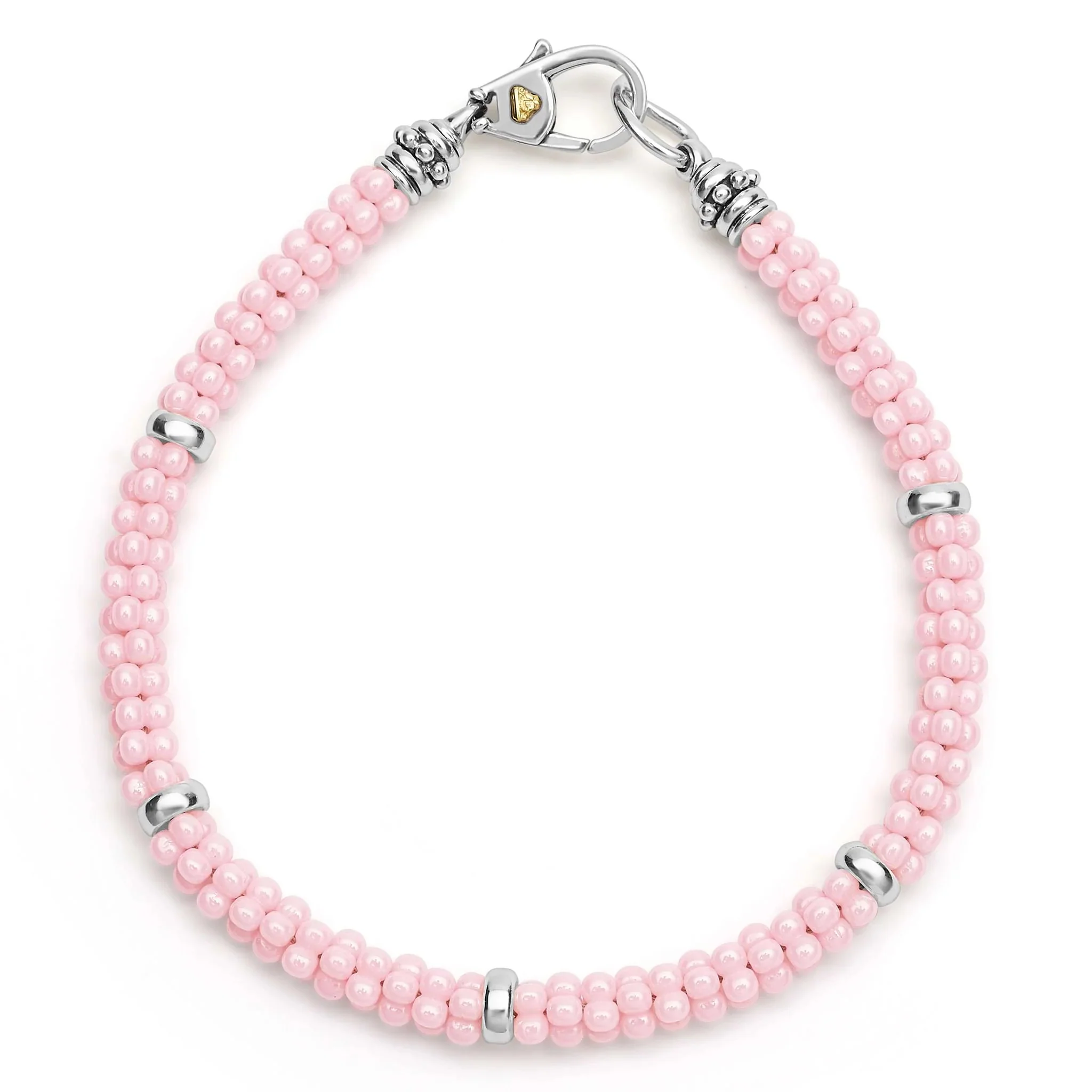 Pink Five Silver Station Ceramic Bracelet | 5mm - Image 3