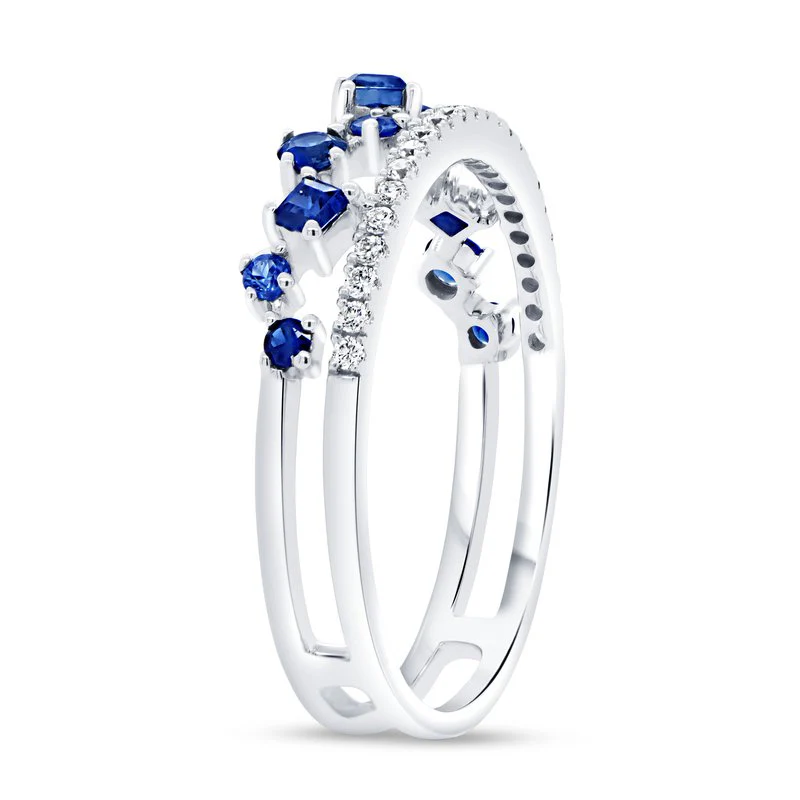Blue Sapphire and Diamond Fashion Ring - Image 2