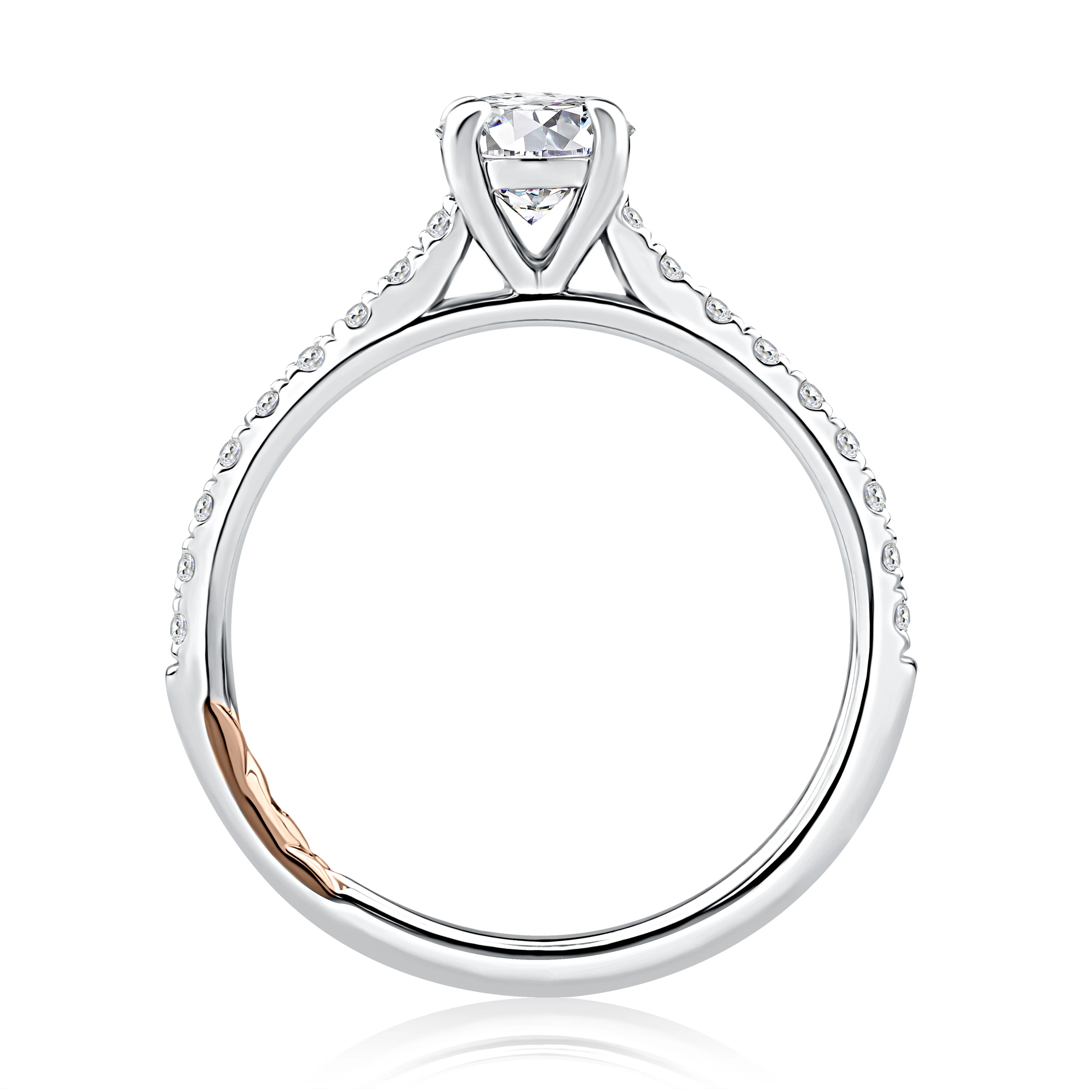 Round Cut Diamond Engagement Ring with True Pavé Diamond Band - Image 2