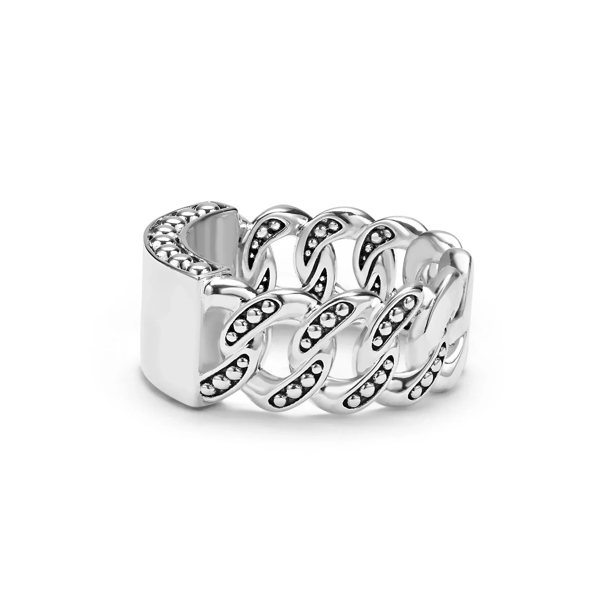 Silver Engravable Curb Link Ring - Image 2