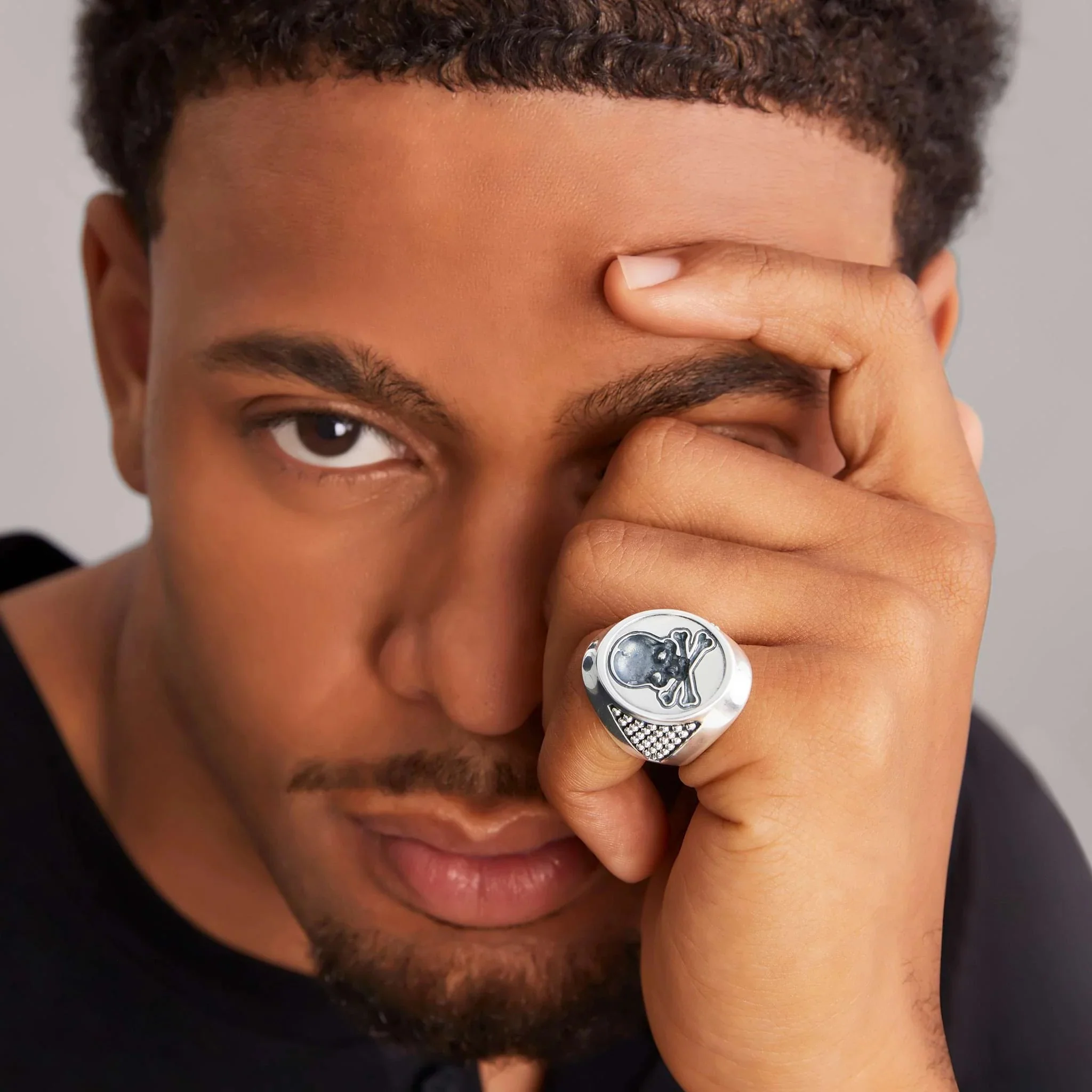Silver Skull Signet Ring - Image 3