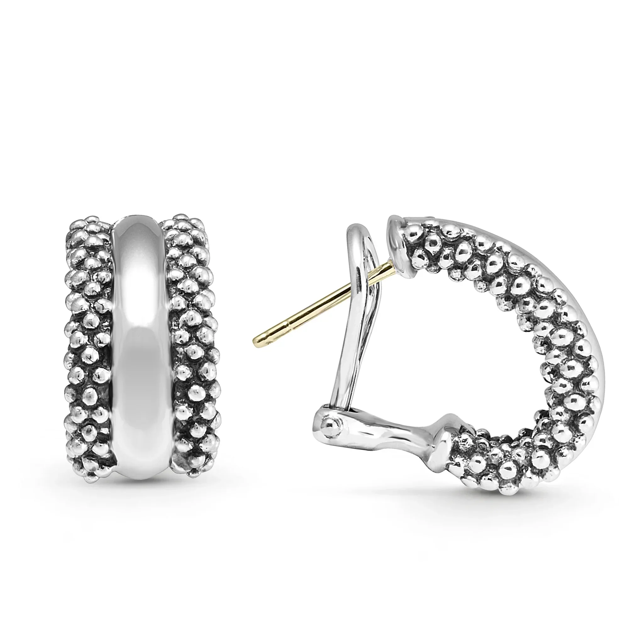 Silver Station Caviar Huggie Earrings - Image 3