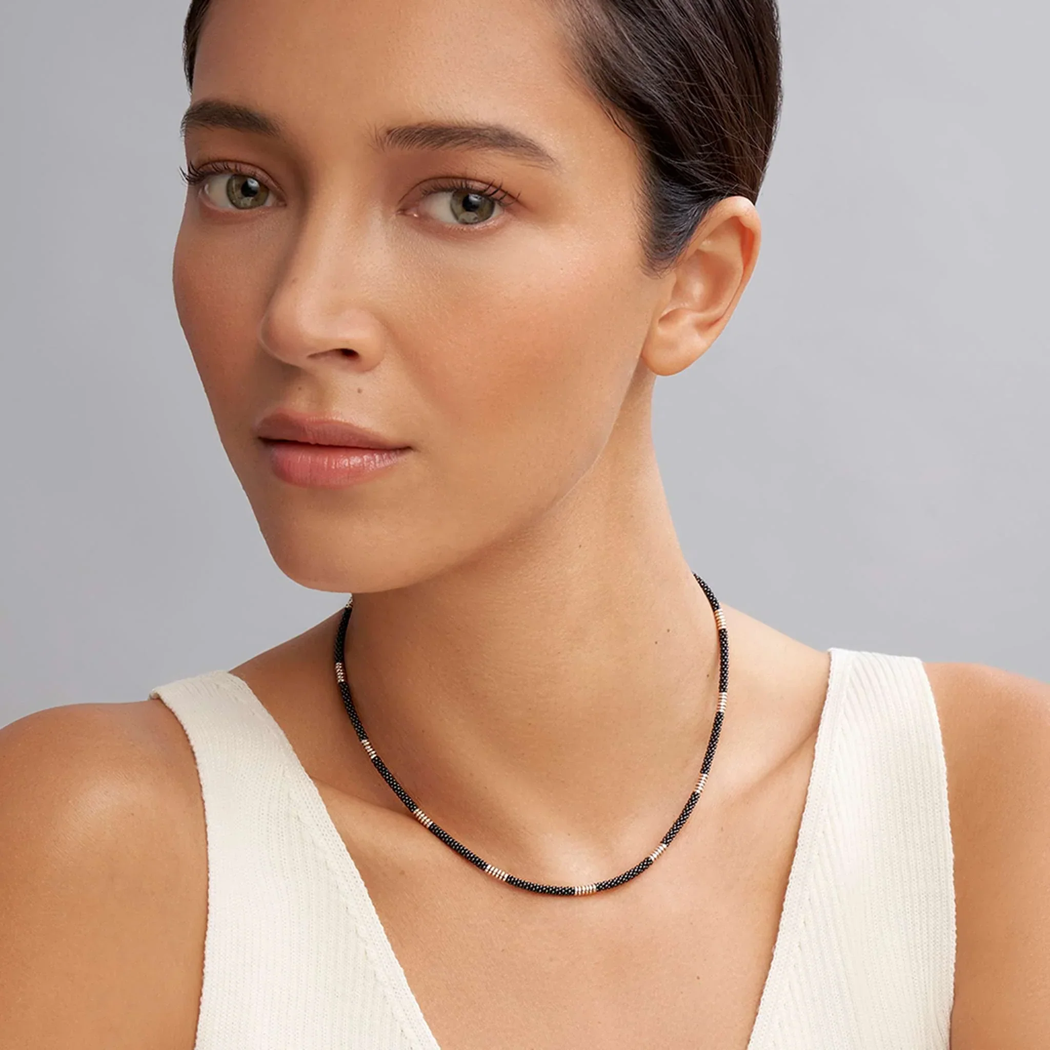 Silver Station Ceramic Beaded Necklace - Image 4