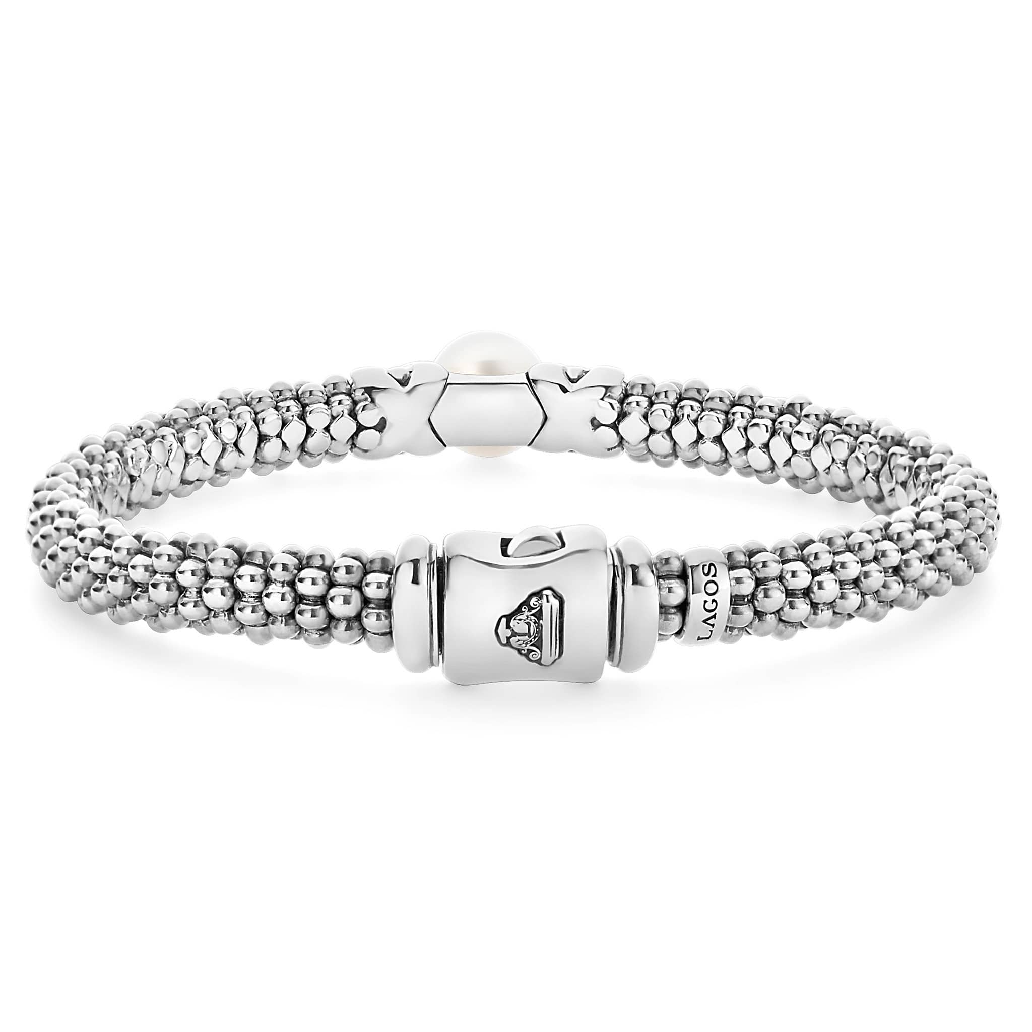 Silver X Pearl Caviar Bracelet | 6mm - Image 2