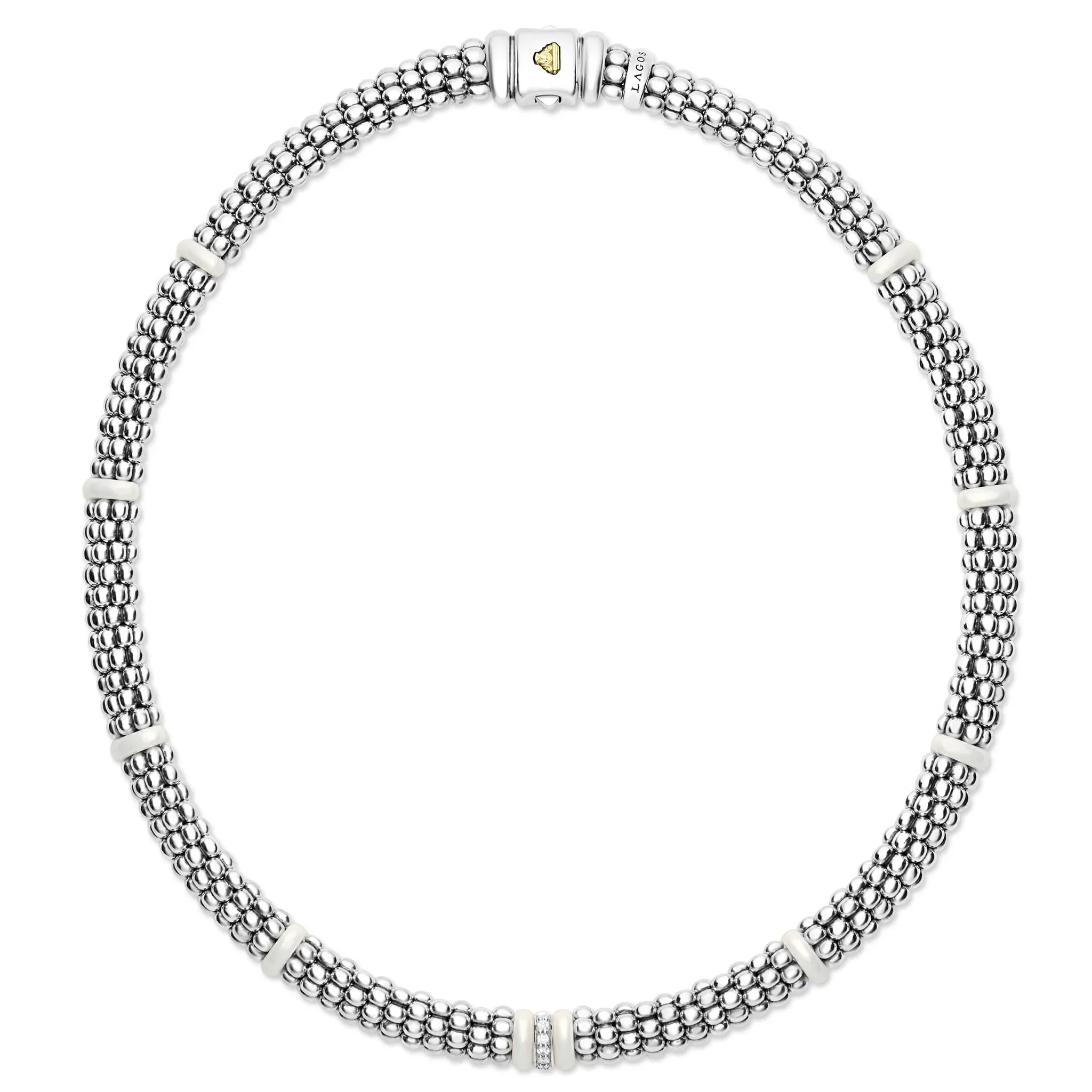 Single Station Diamond Caviar Necklace - Image 3