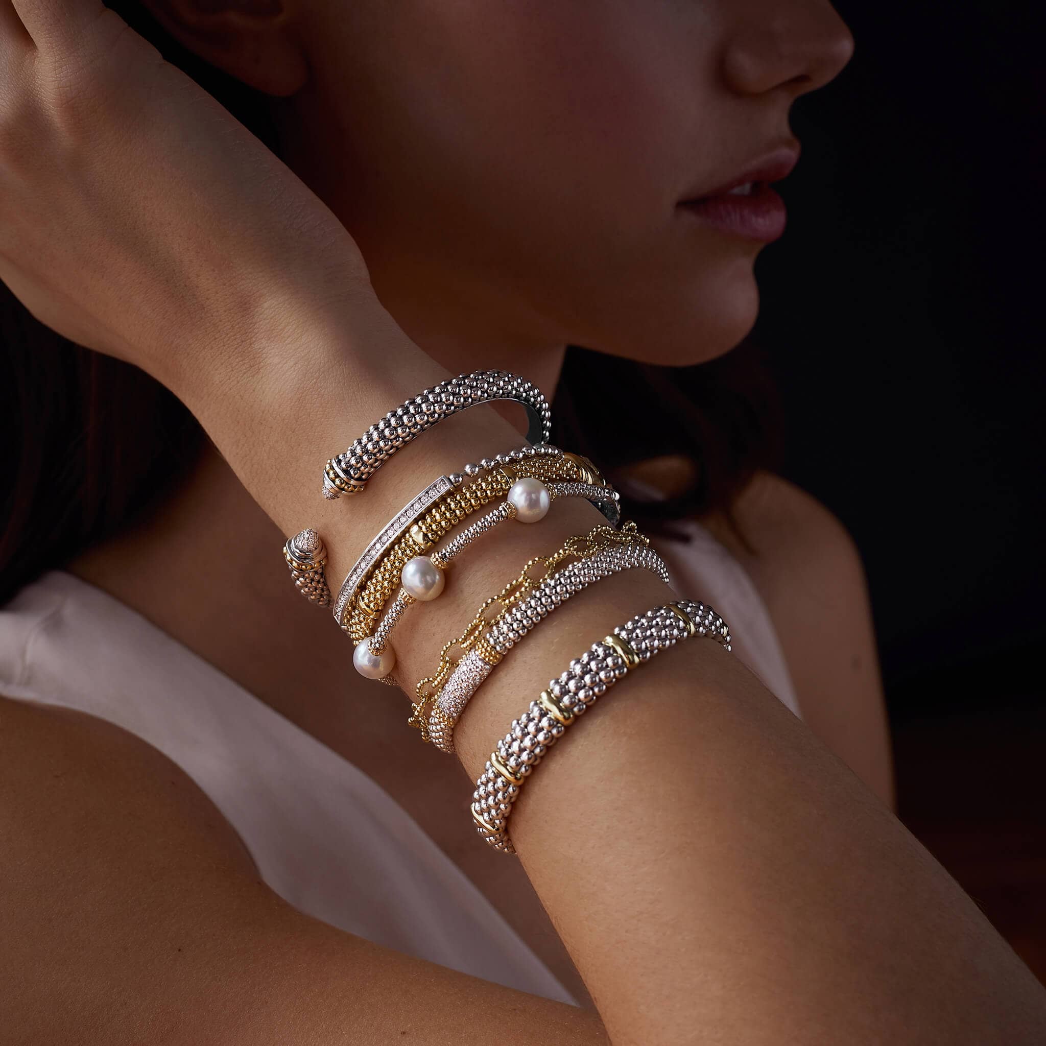 Six Gold Station Caviar Bracelet | 9mm - Image 2