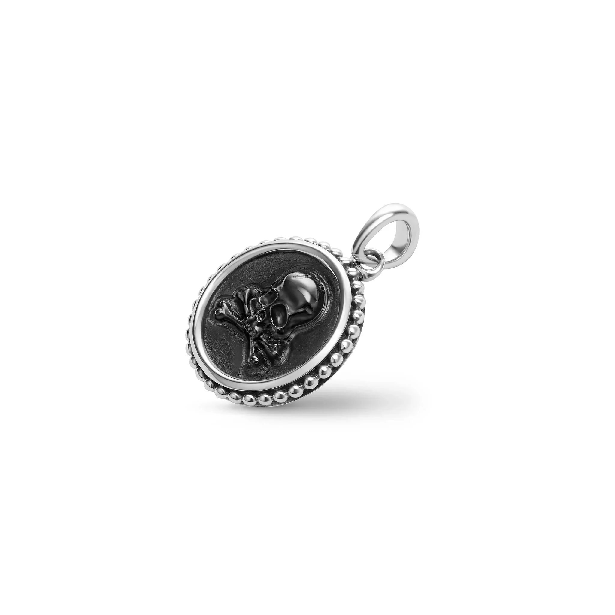 Small Onyx Skull Crossbone Amulet - Image 2