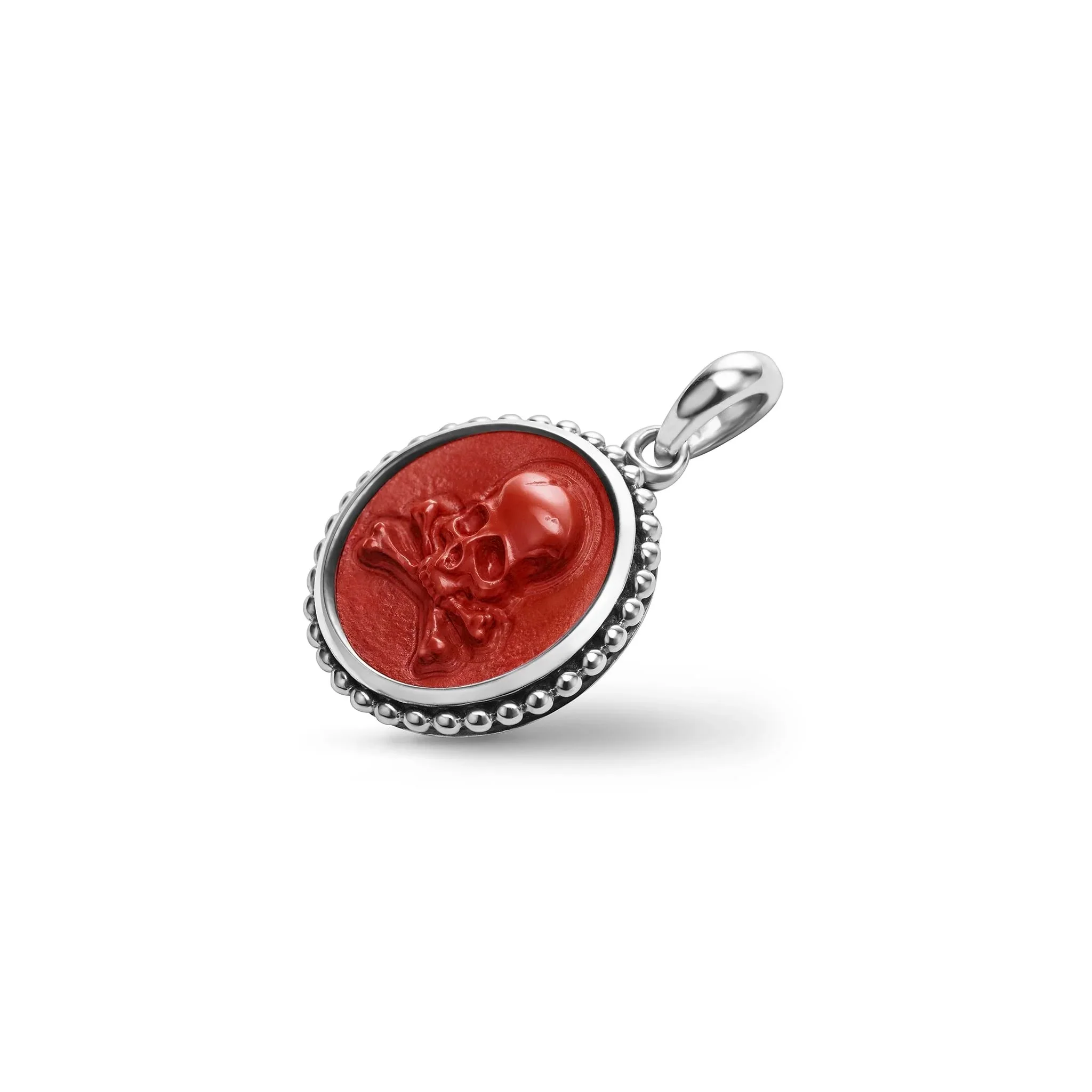 Small Red Jasper Skull Crossbone Amulet - Image 2