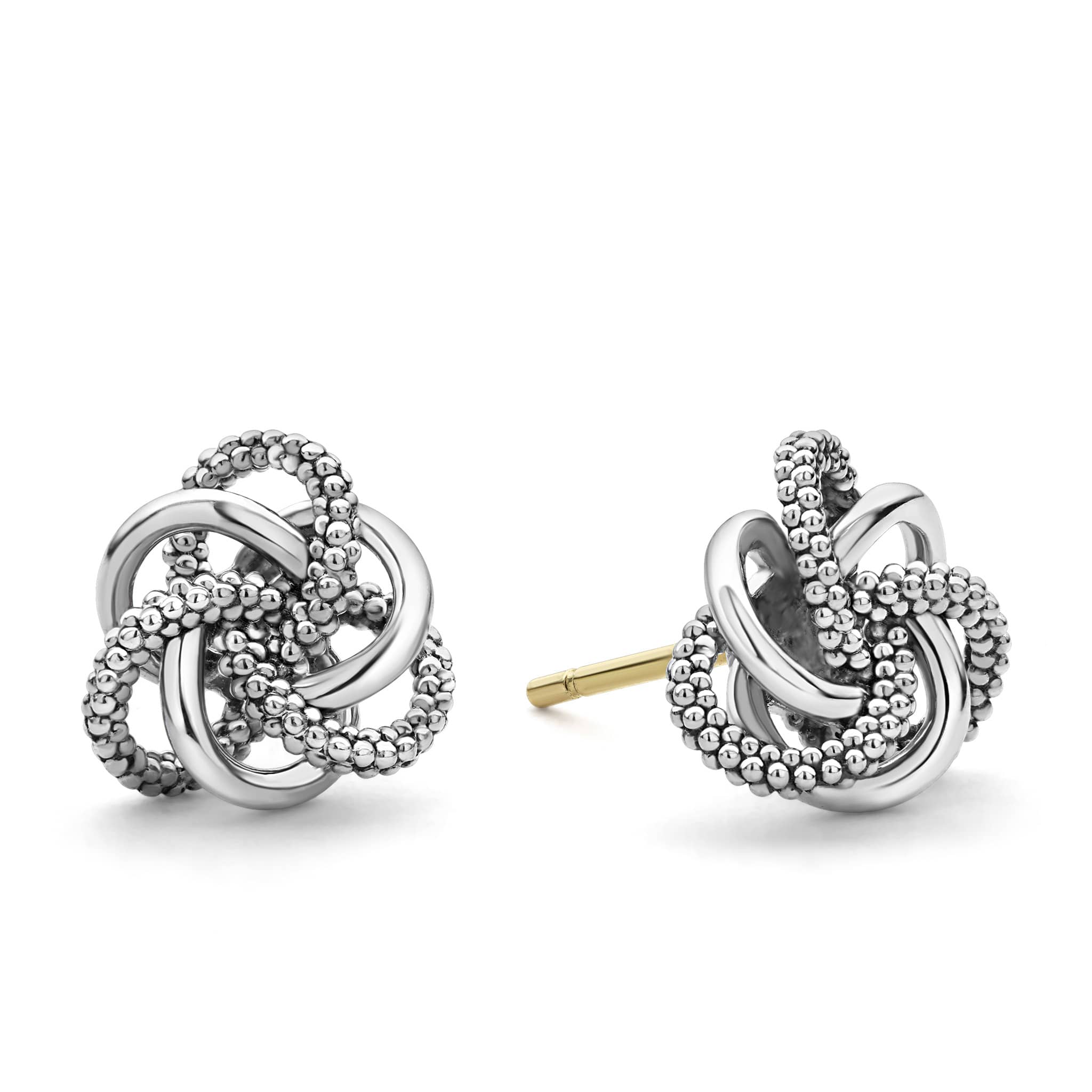 Small Silver Love Knot Stud Earrings - Image 3